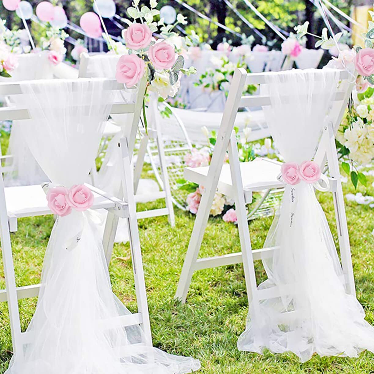 200Pcs Light Pink Artificial Rose Flower Heads 1.97in Foam Roses Stemless Flo…
