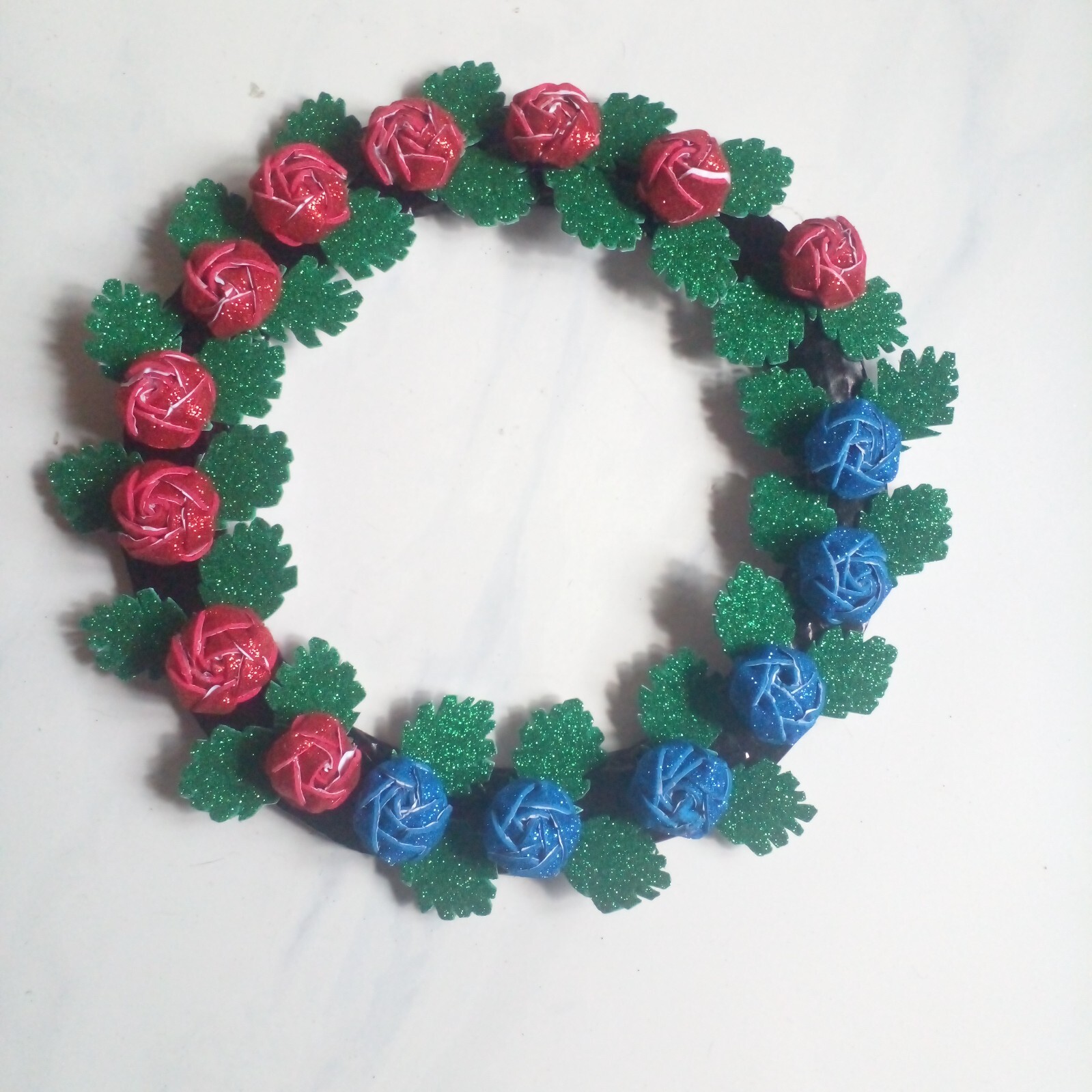 DIY Glitter Foam Rose Flowers Wall Hanging Cardboard Hand Made Home Decor Craft