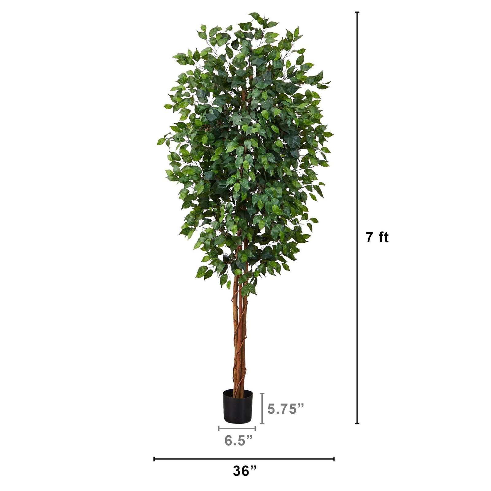 7Ft Green Artificial Ficus Tree Lifelike Home Decor Perfect Indoor Accent