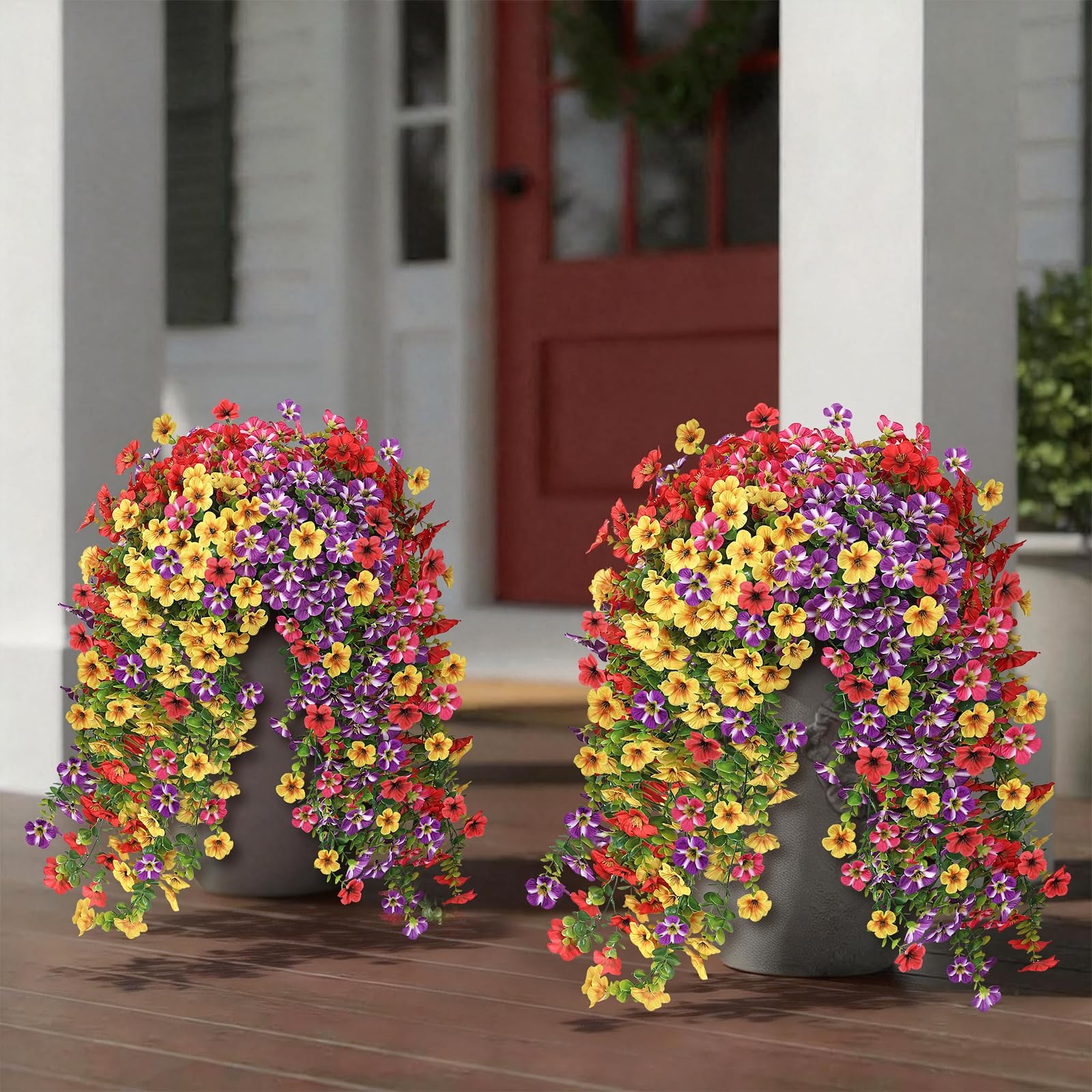 4 Bundles Artificial Hanging Morning Glory Flowers for Outdoor Realistic Hanging