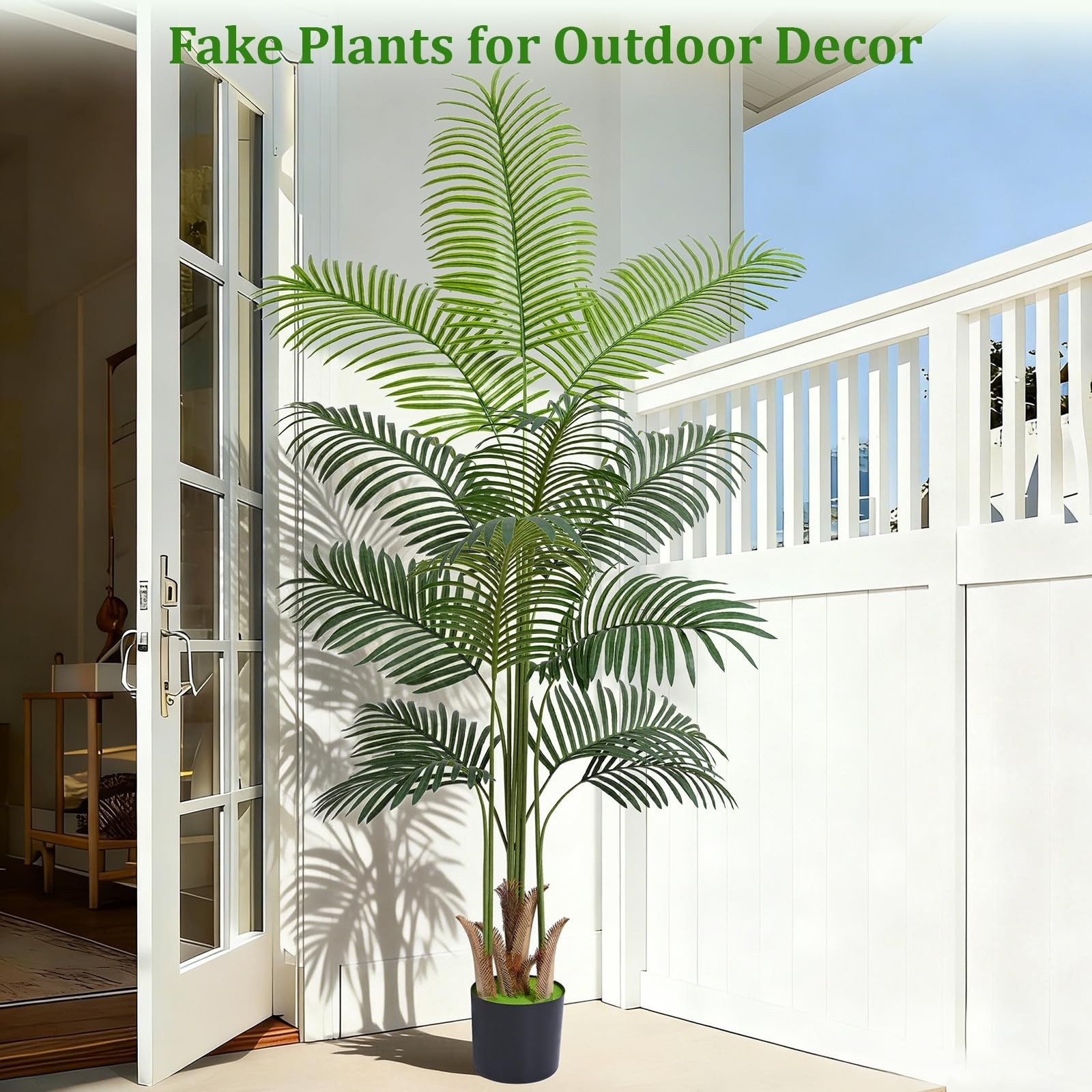 6FT Tall Artificial Palm Tree – Realistic Indoor/Outdoor Plant with Weighted Pla