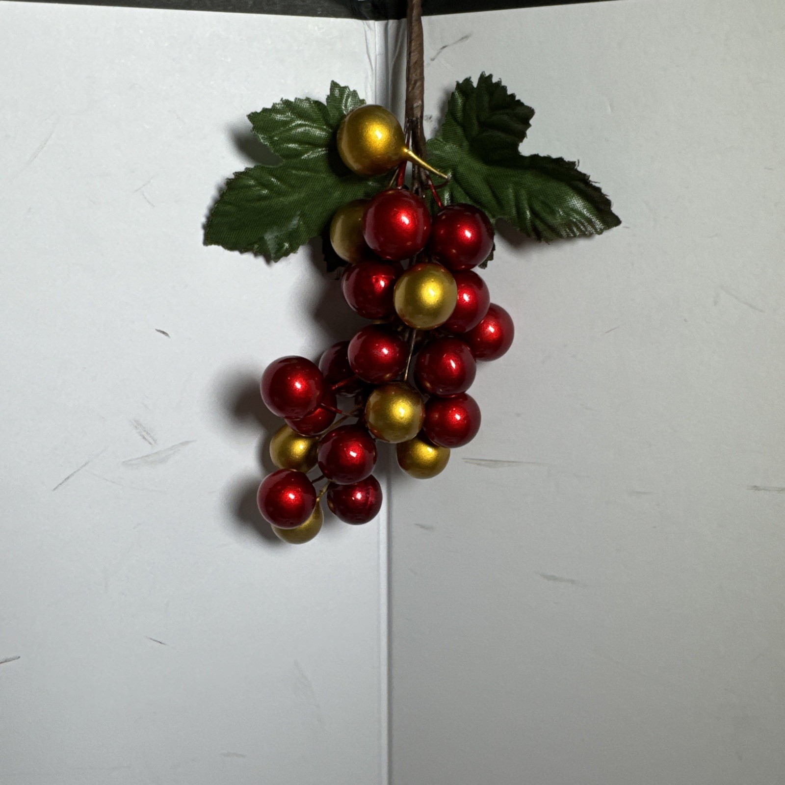 Red And Gold Holly Berry Stem and 4 Pine Cones Individual.