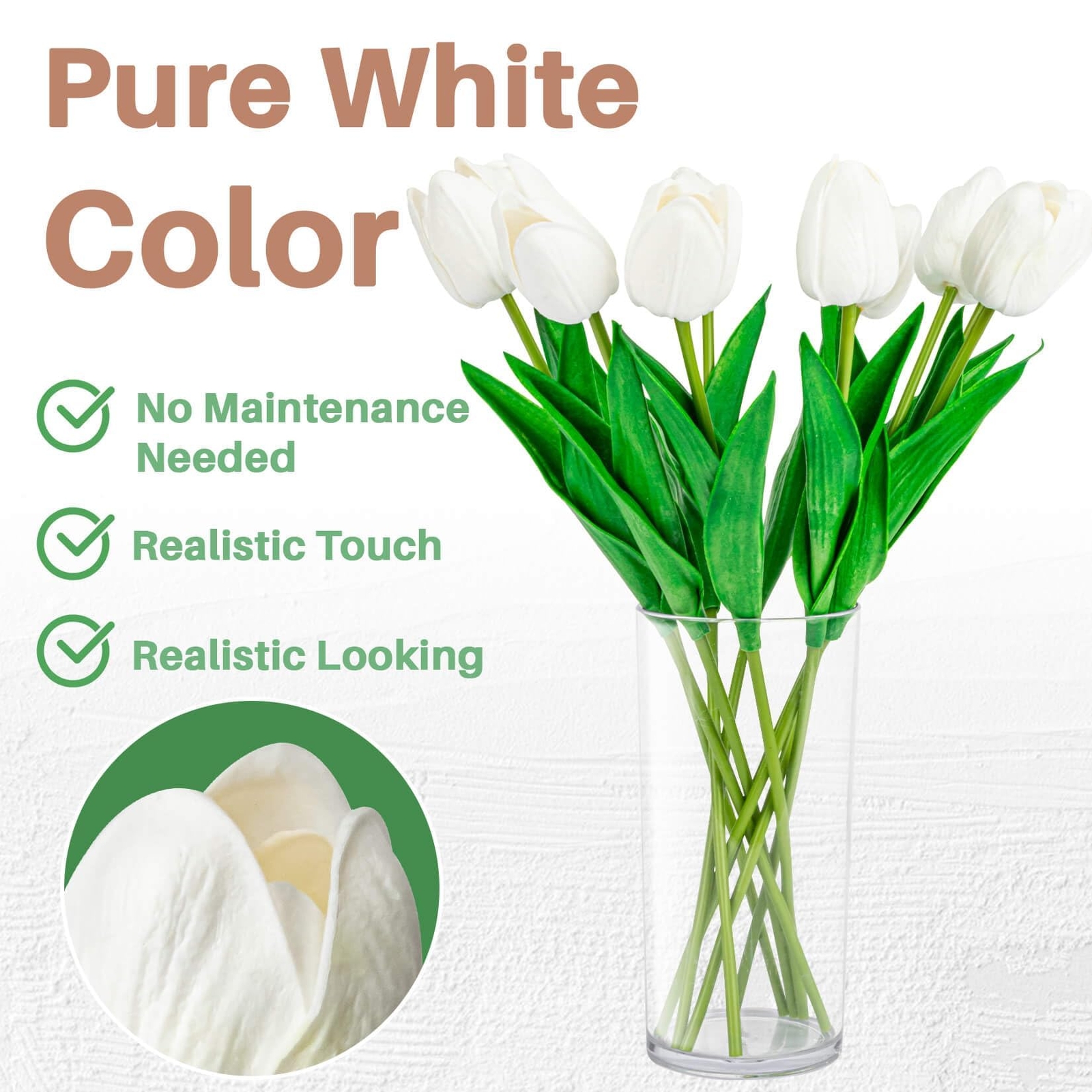 20PCS Artificial Tulips Flowers,Realistic and Real Touch Fake Tulips Bouquets