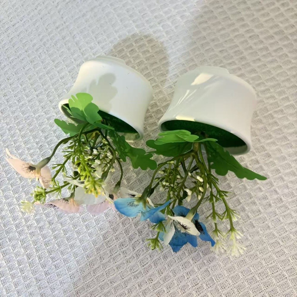 Realistic Fabric Phalaenopsis Orchid Potted Plant 12cm Tall for Indoor Decor