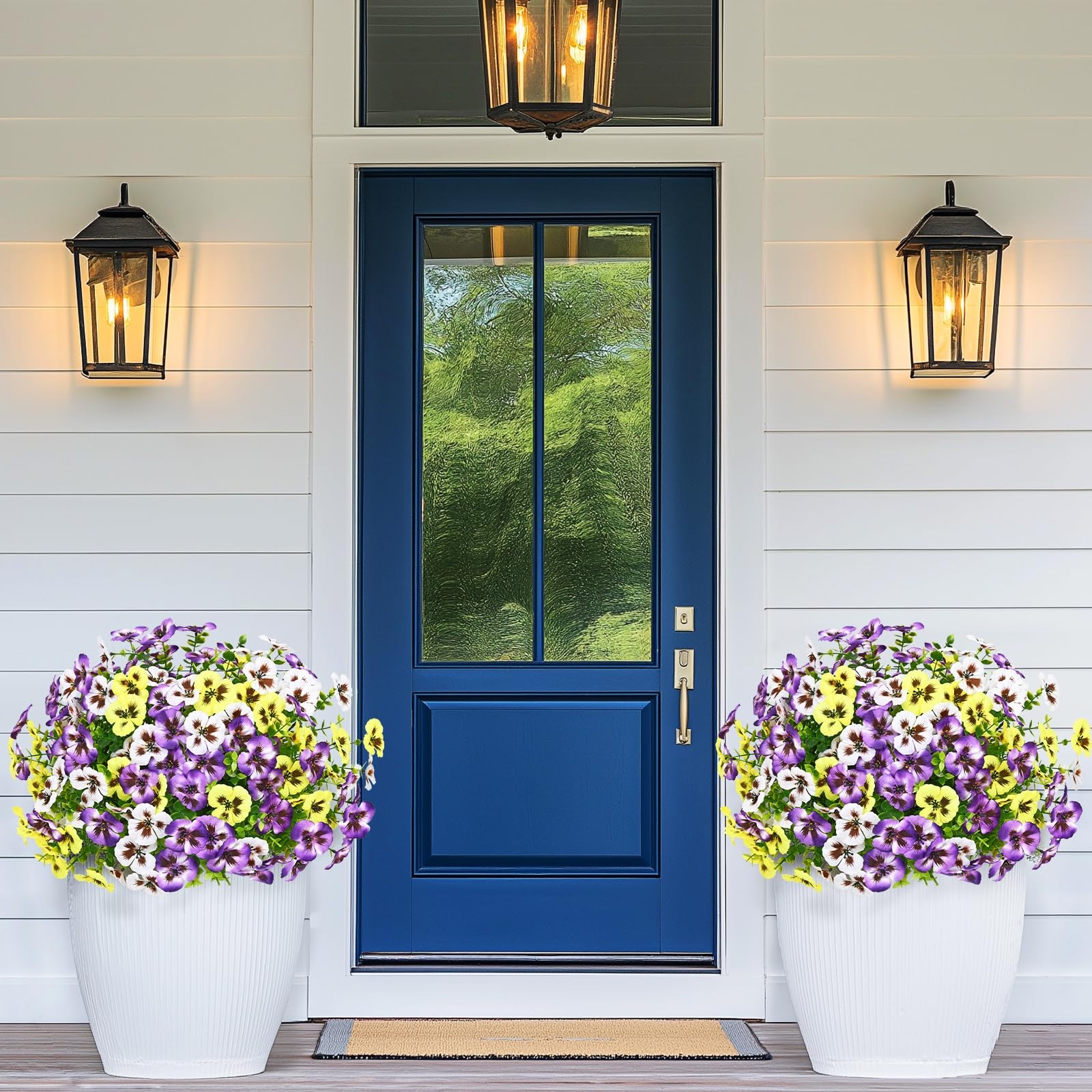 8 Bundles Look Real Artificial Flowers for Outdoors, Realistic Fake Outdoor Flow