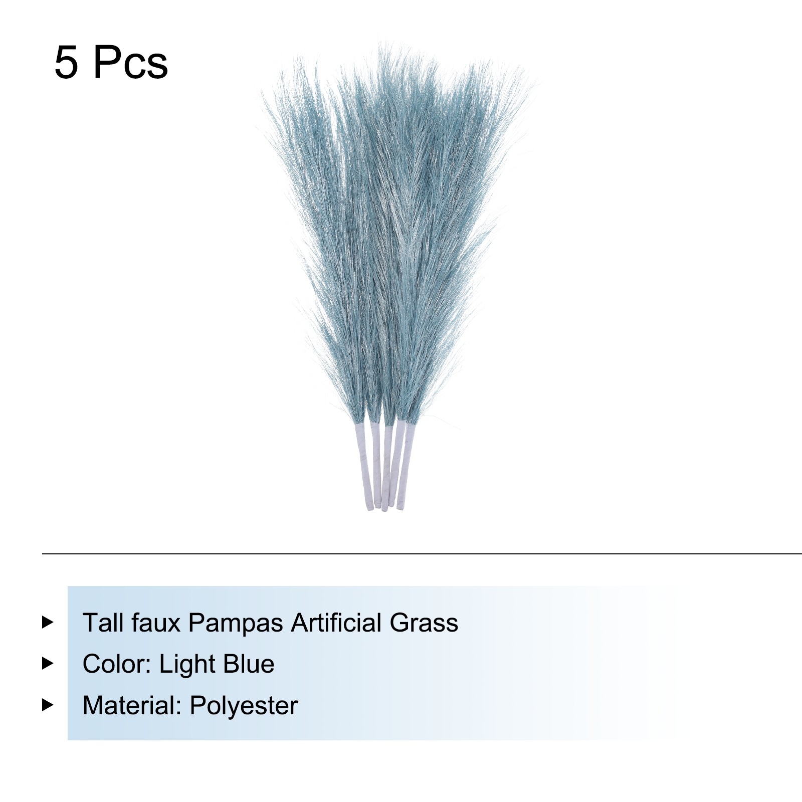 5Pcs Faux Pampas Grass 17.7″ Fake Pampas Grass for Wedding Decoration Light Blue