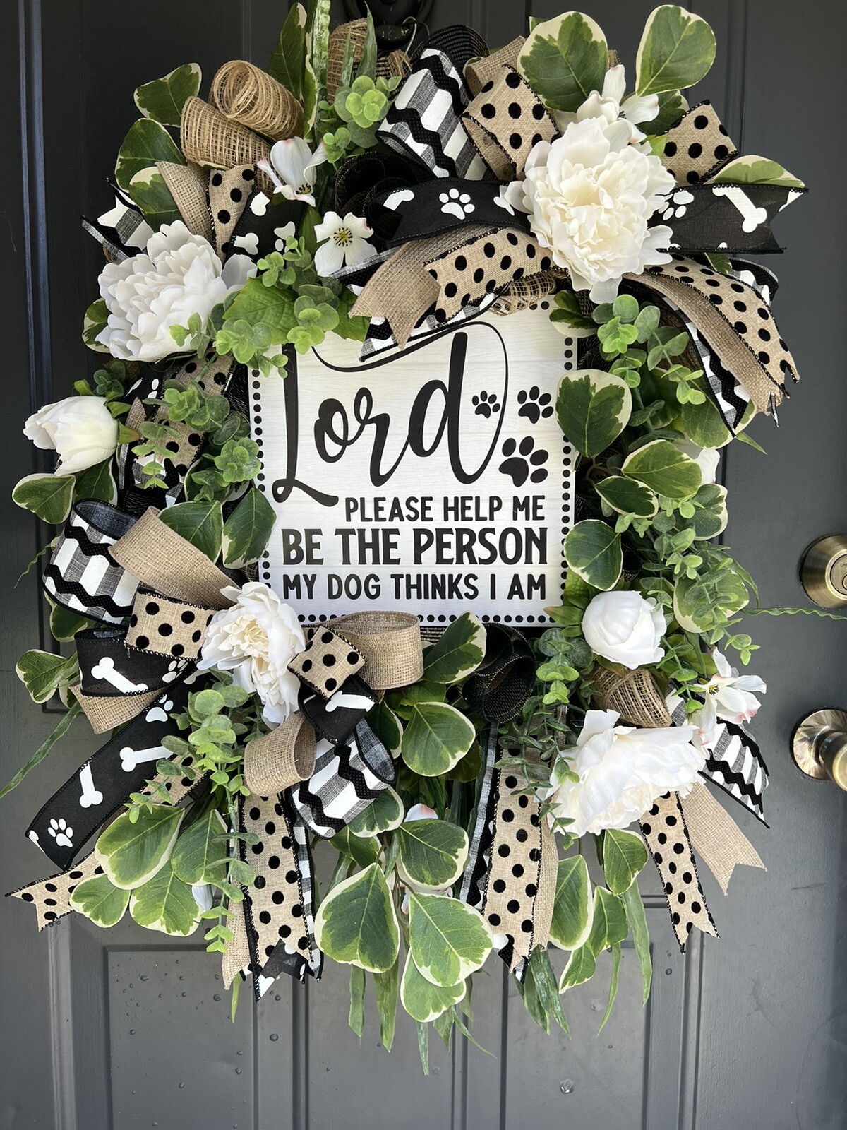 Dog Lover Wreath, Wreath With Sign, Dog Pet Decor, Dog Lover Gift, Mom Gift