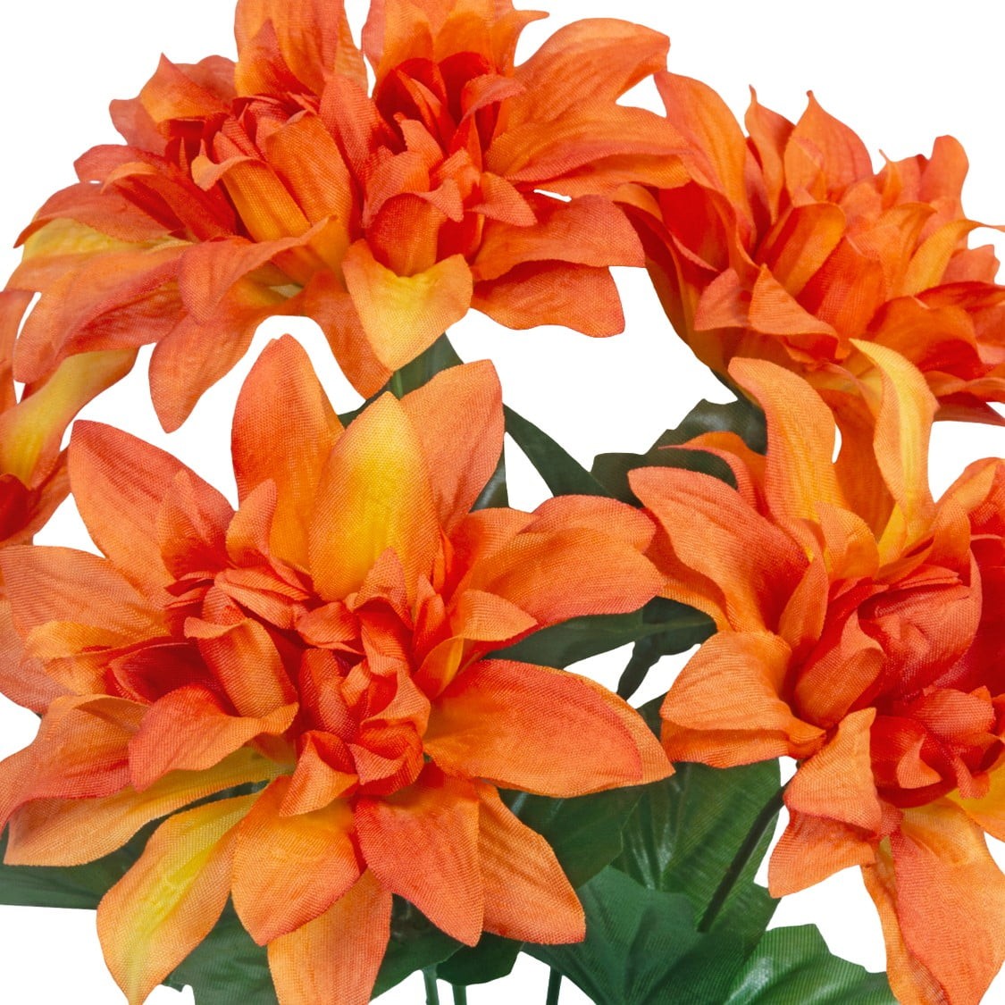 (4 pack) 13-inch Artificial Silk Orange Dahlia Flower Pick, 5 flower heads