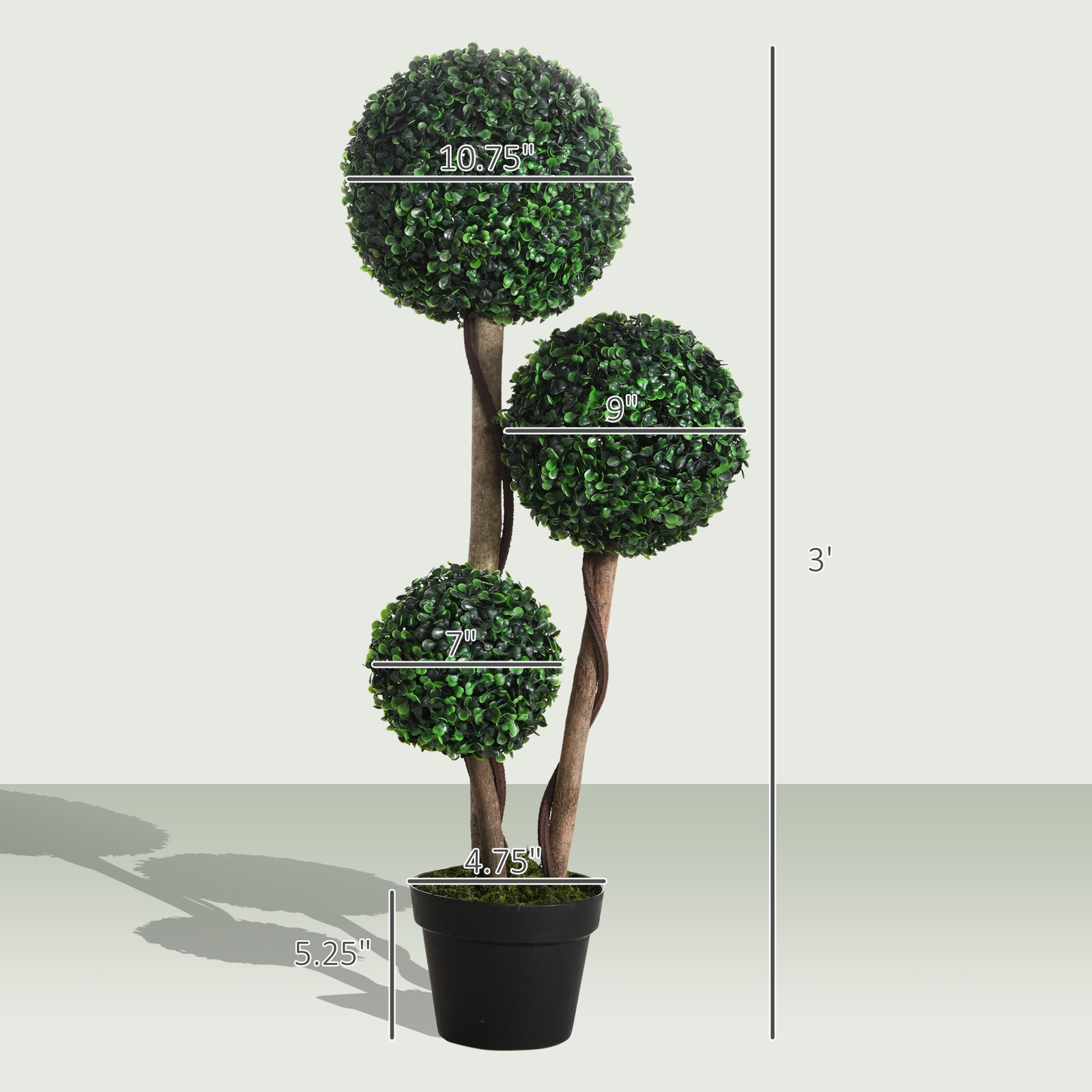 HOMCOM Artificial Tree Ball Boxwood Topiary for Indoor and Outdoor, 35.5″,Used