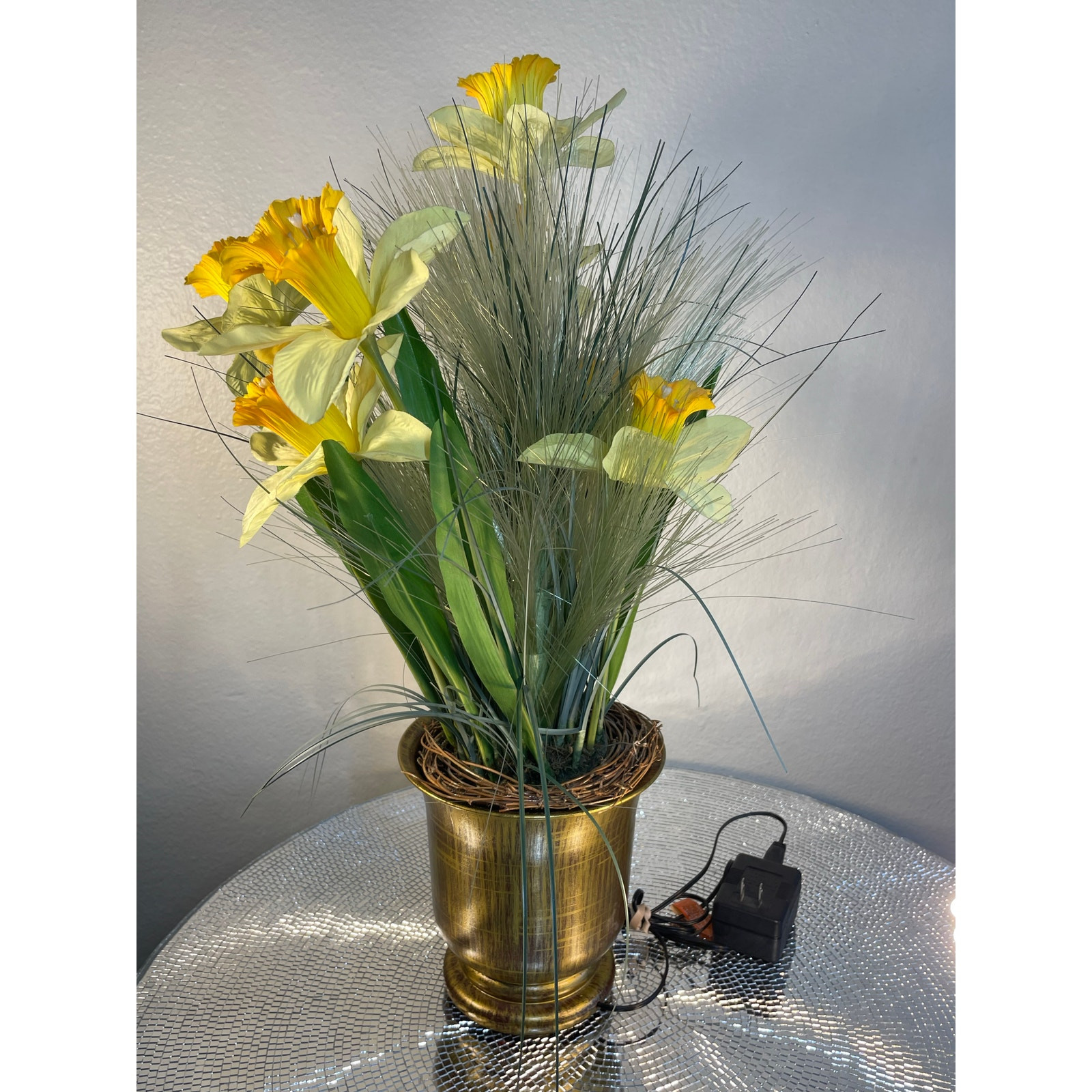 vintage optical fiber floral bouquet Yellow Daffodils
