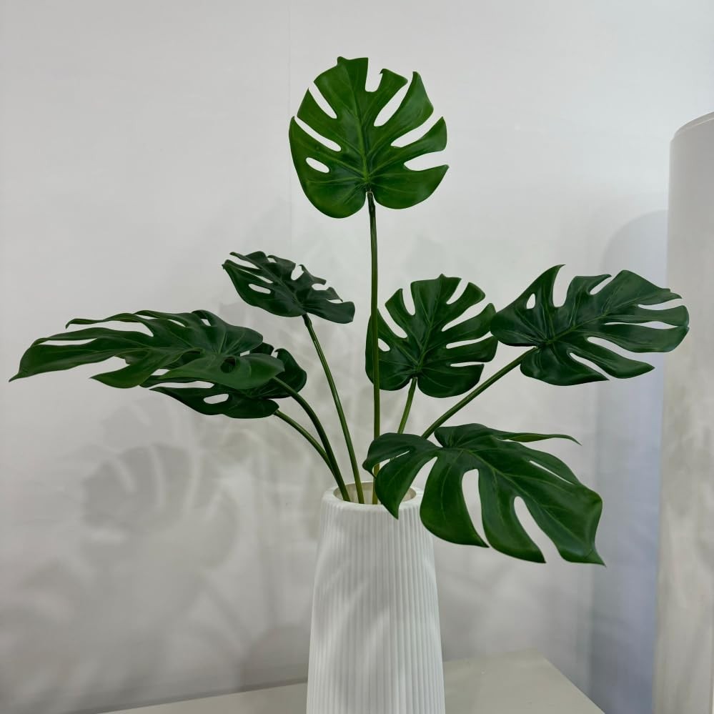 28 inch Artificial Palm Plants Leaves Faux Turtle Leaf with 7 Stems,Monstera …