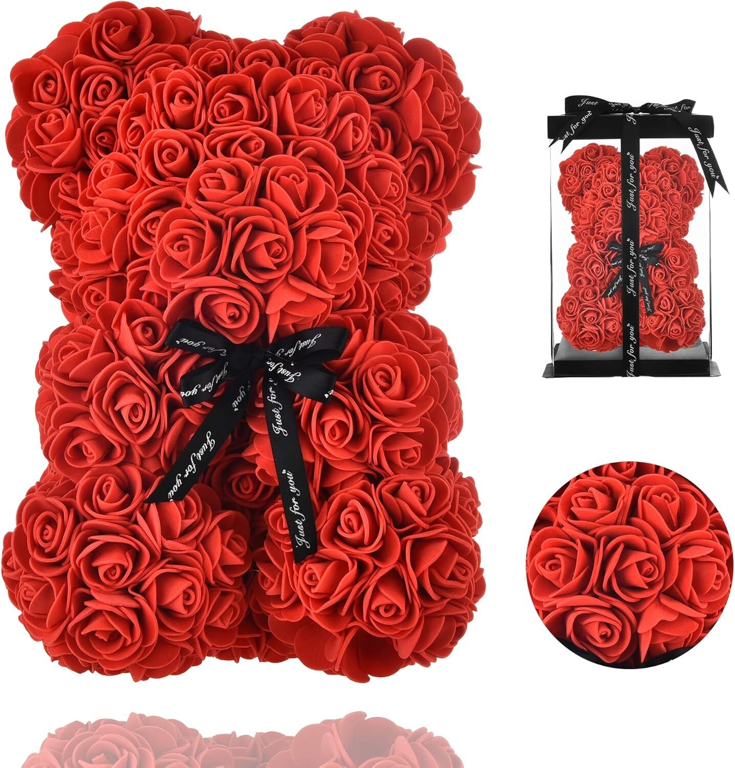 Lovely Big Red Rose Flower Bear Toys Ornaments Gifts