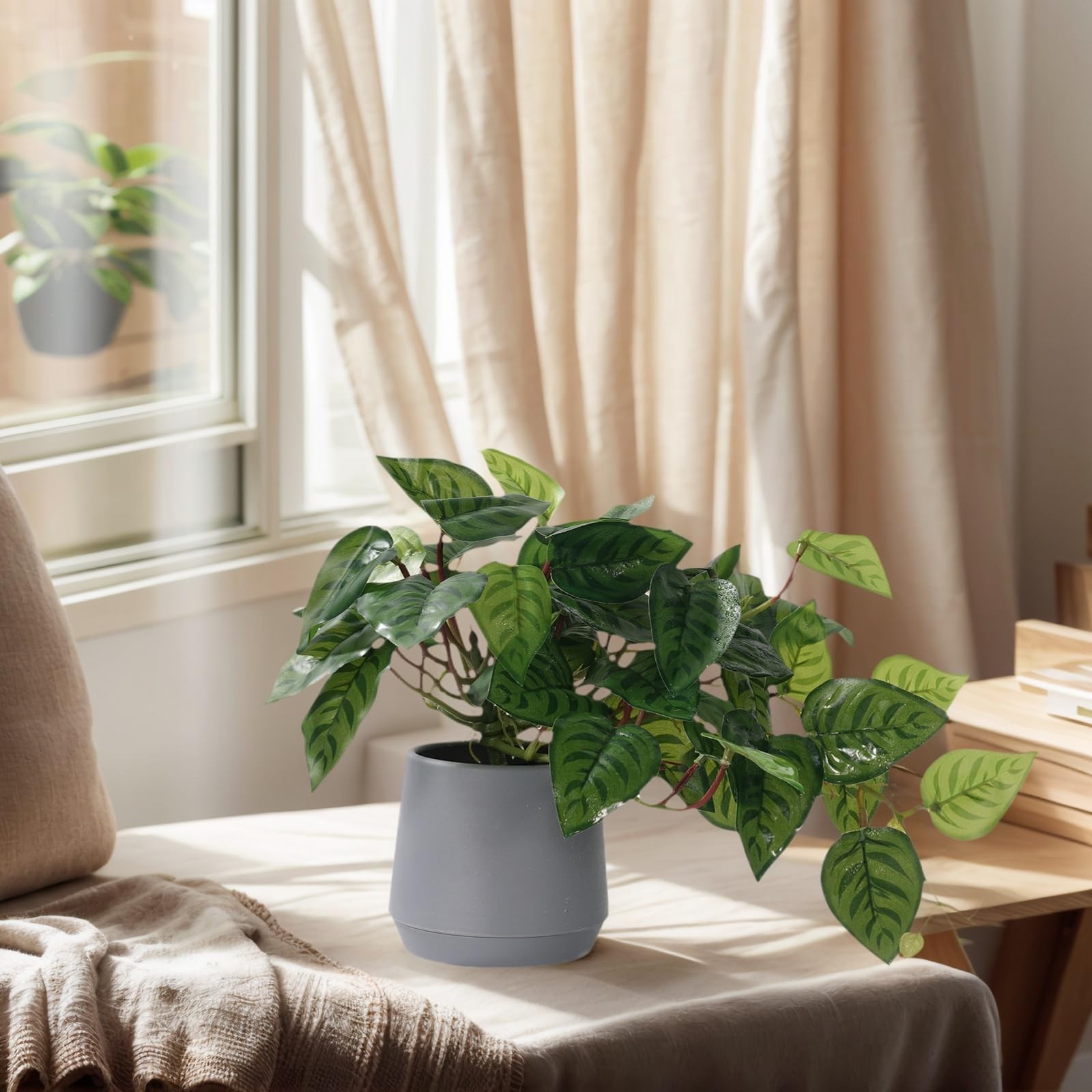Fake Pothos in Pots,Realistic Devil’s Ivy Plant,Potted Plant Indoor Faux Plan…
