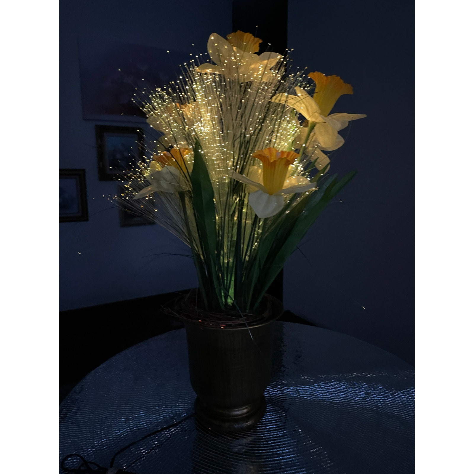 vintage optical fiber floral bouquet Yellow Daffodils