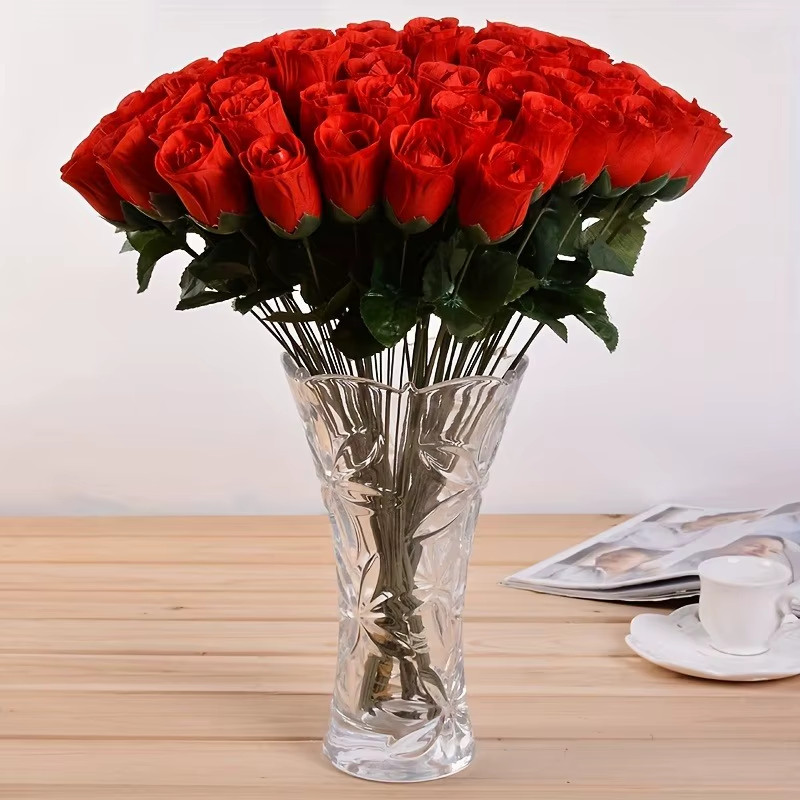 10Pcs Artificial Red Roses – Wedding Decor, Home Vase, DIY Wreaths, Fake Flowers