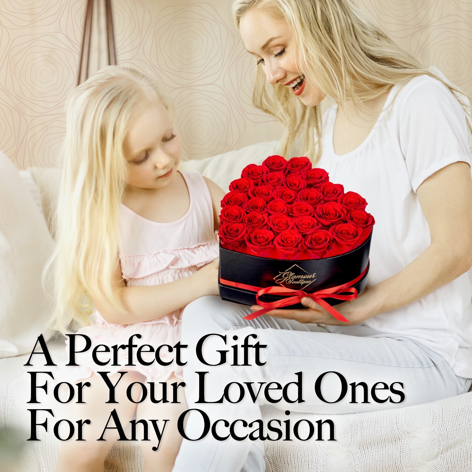 Glamour Boutique 27-Piece Forever Rose Heart Shape Gift Box – Preserved Roses