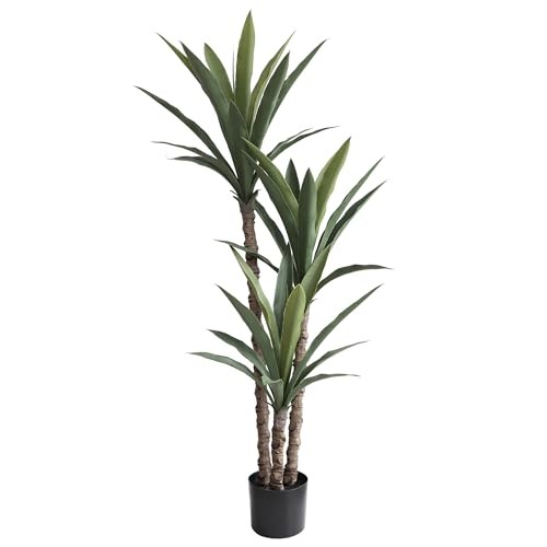 Artificial Agave Tree 4.5Ft Faux Agave Plant with 3 Heads Silk Faux Tree in 1