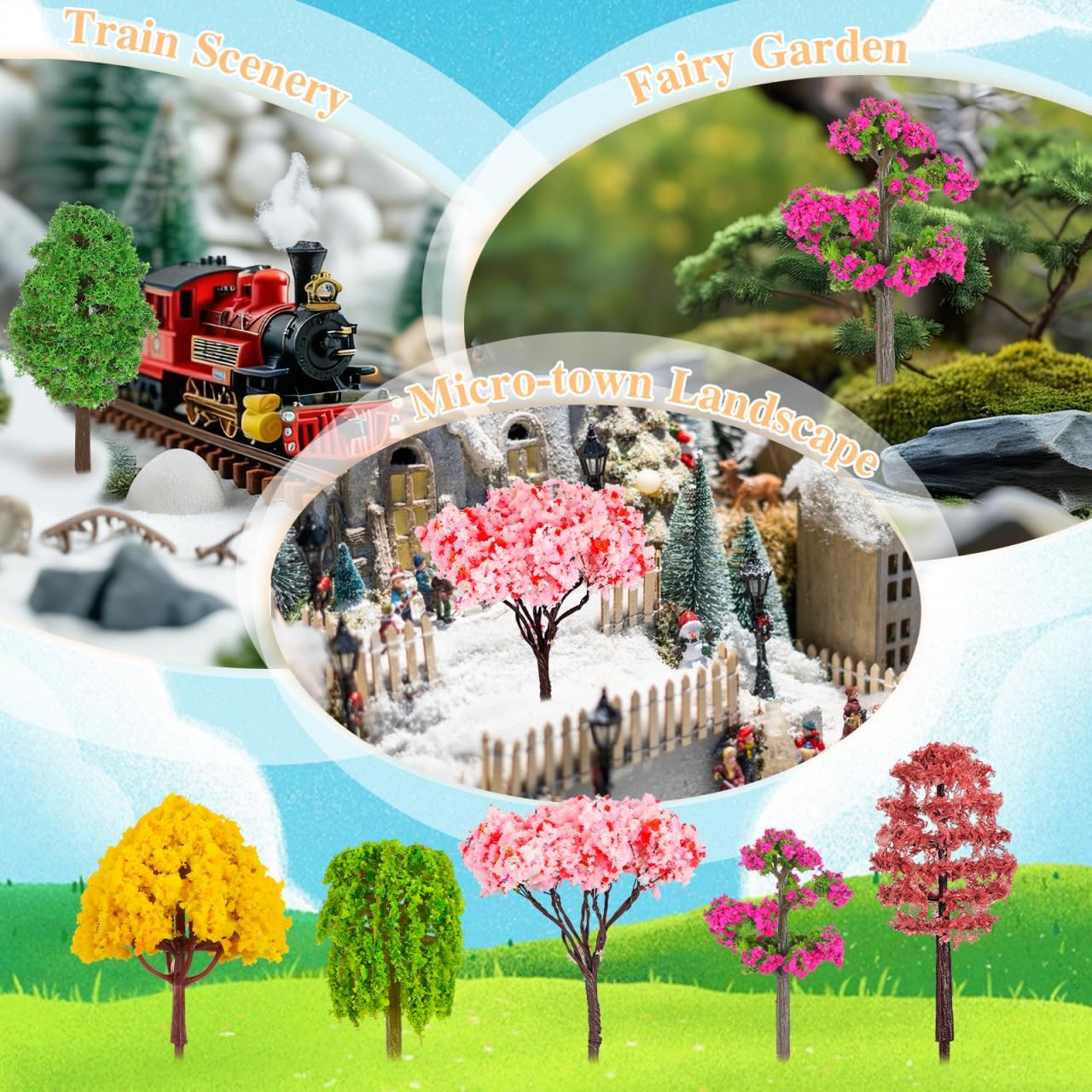 Miniature Trees Set 12 Pcs Model Trees for Train Railway Scenery Fairy Garden…