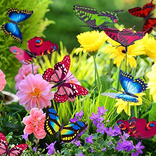 50PCS Butterfly Garden Decorations, 11.8 inch Butterfly Stakes Colorful