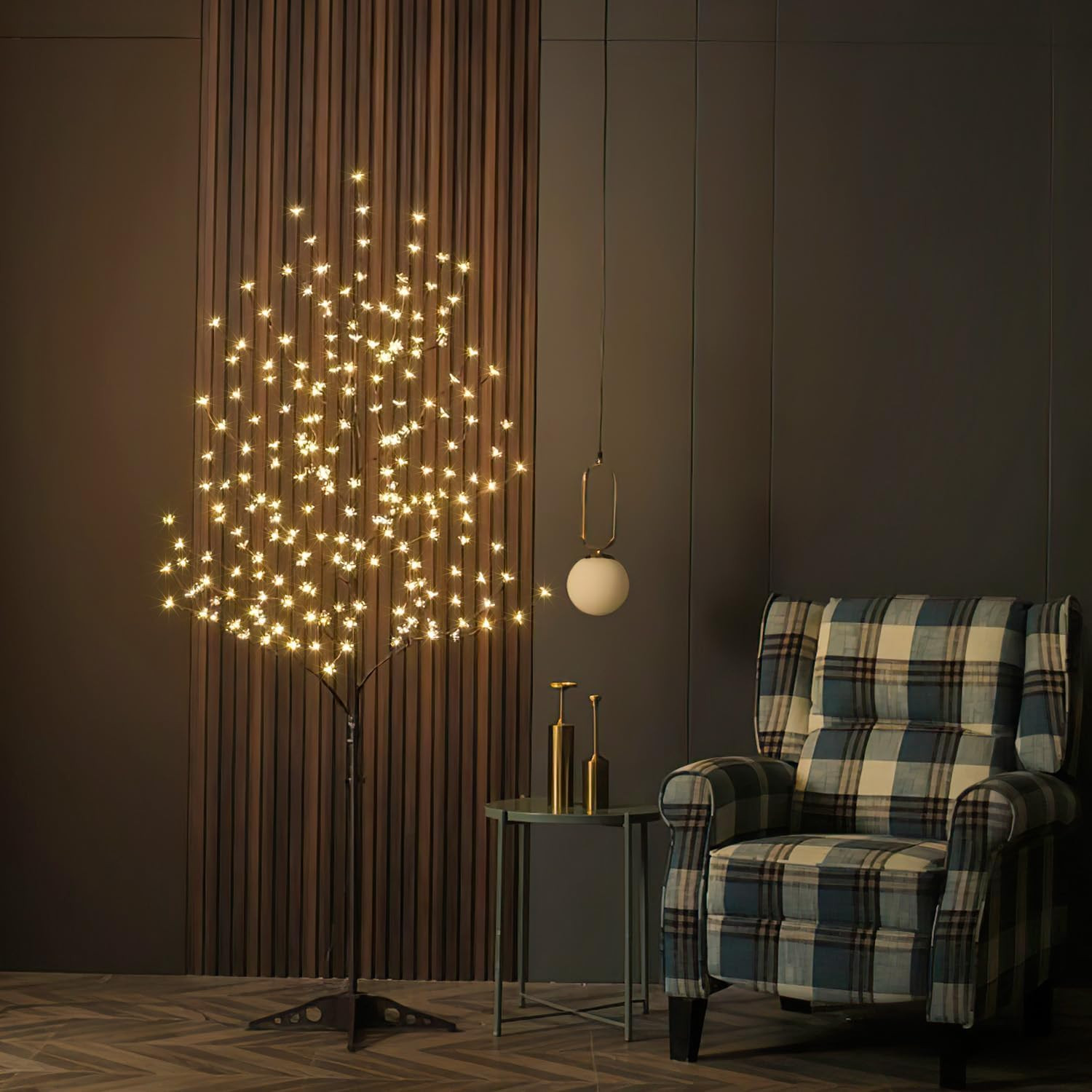 6.5 Feet 208L LED Lighted Cherry Blossom Tree, Warm White, Decorate Home Garden,