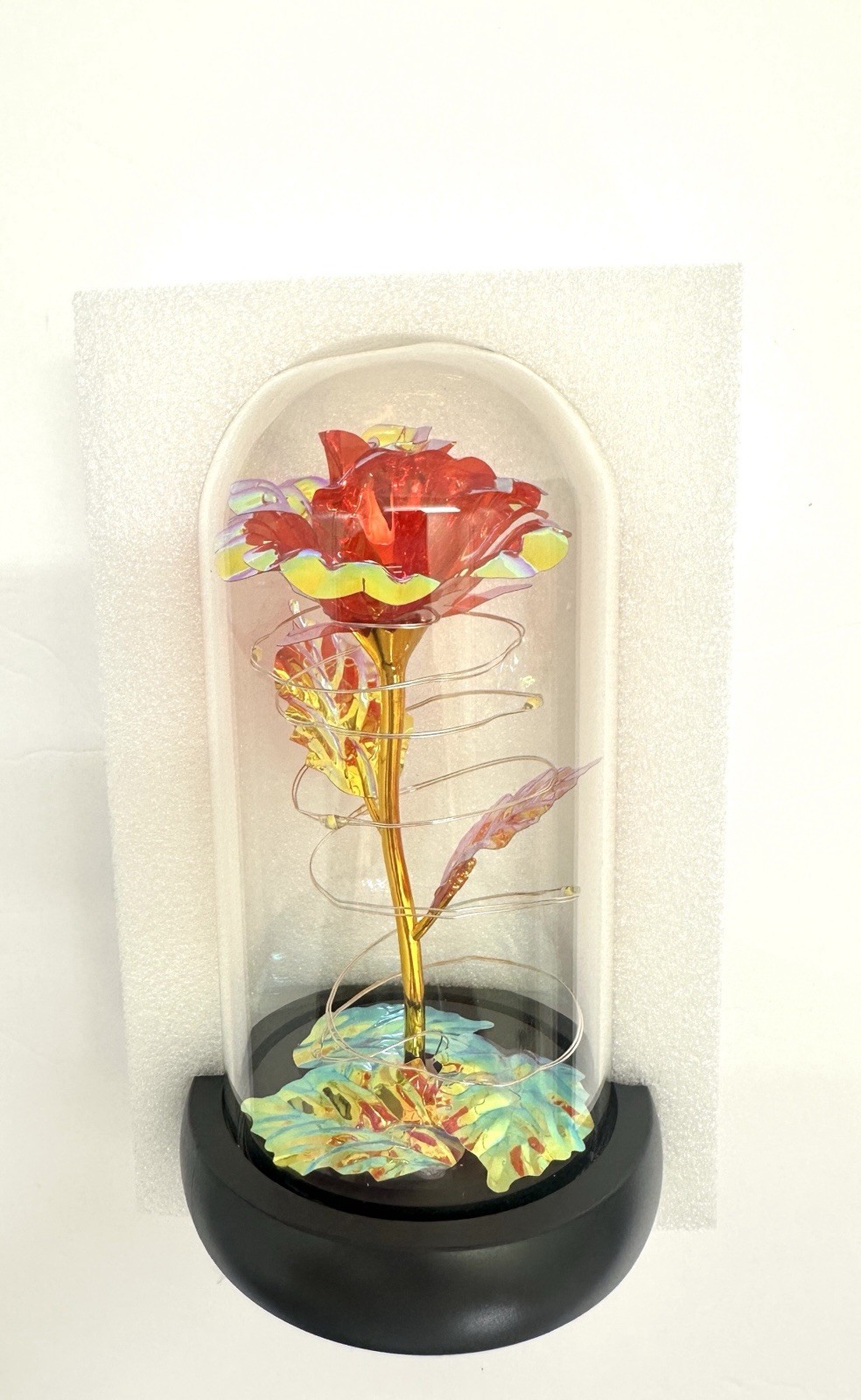 Forever Light up Rose in Glass Dome, Enchanted Rose with LED Lamp With Gift Card
