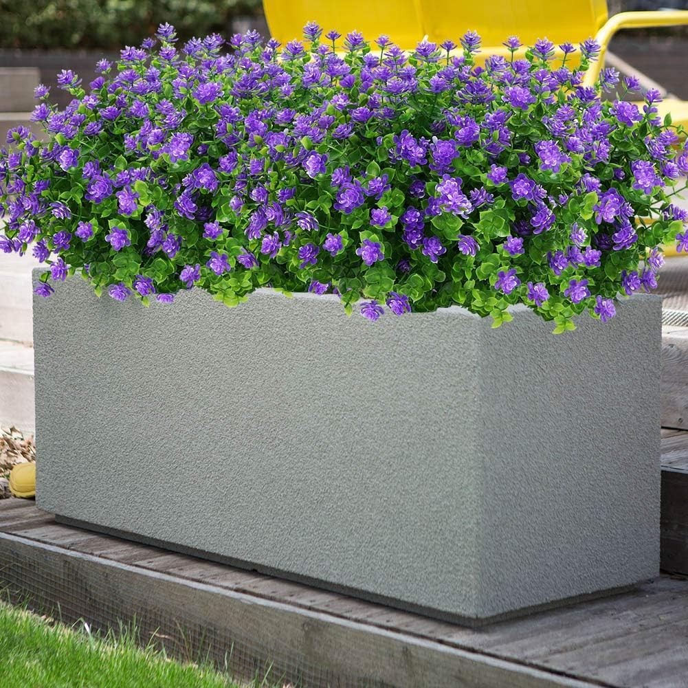 Vibrant UV-Resistant Purple Faux Flowers – 4 Pack for Home & Event Decor