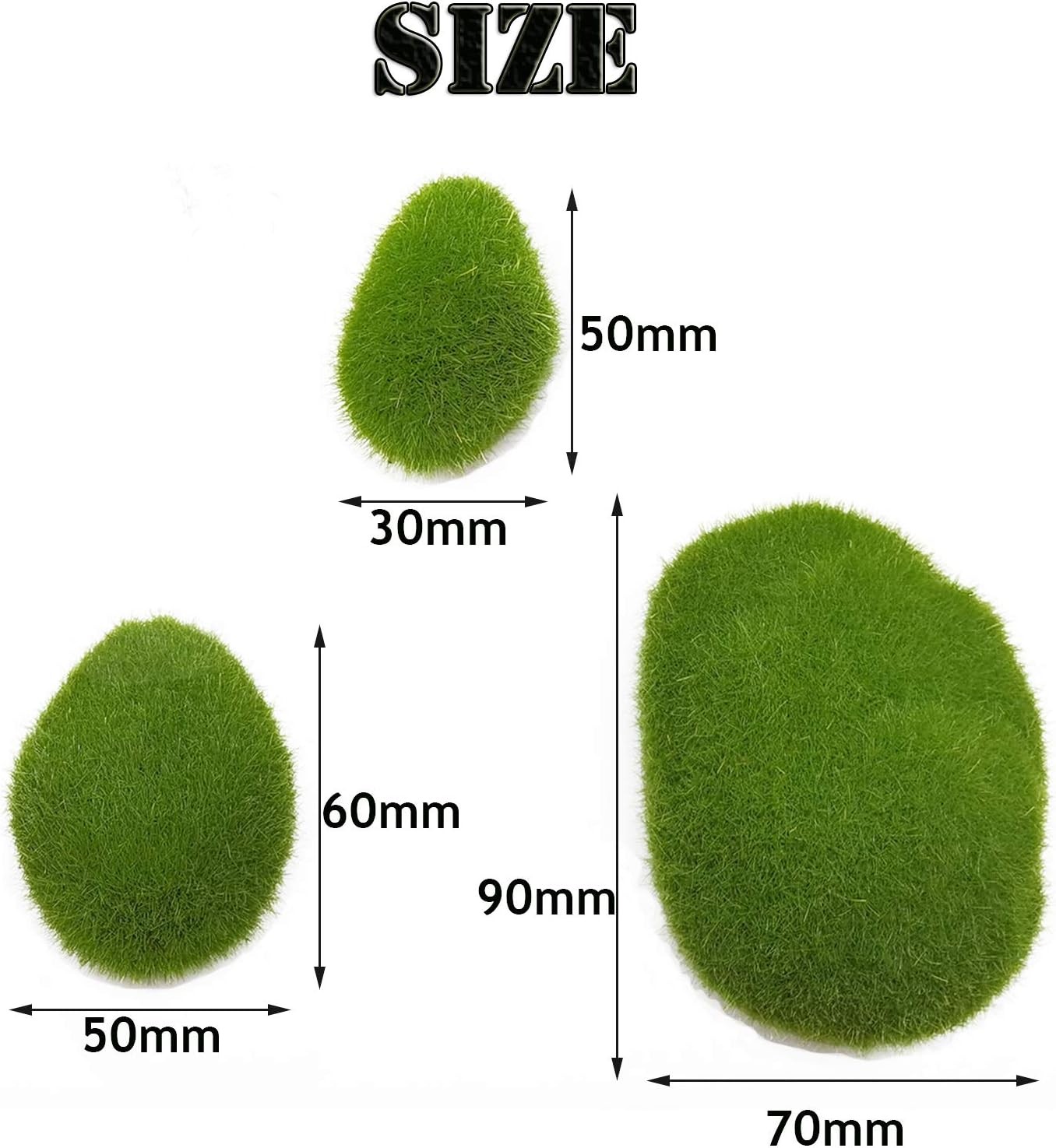30PCS 3 Size Artificial Moss Rocks Decorative, Green Moss Balls,Moss Stones,