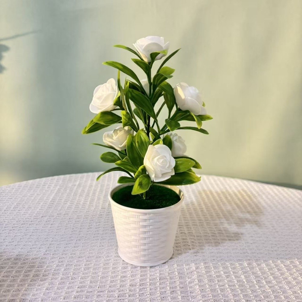 Red Pink Purple Blue White Yellow Foam Roses Potted Plant for Home Decor