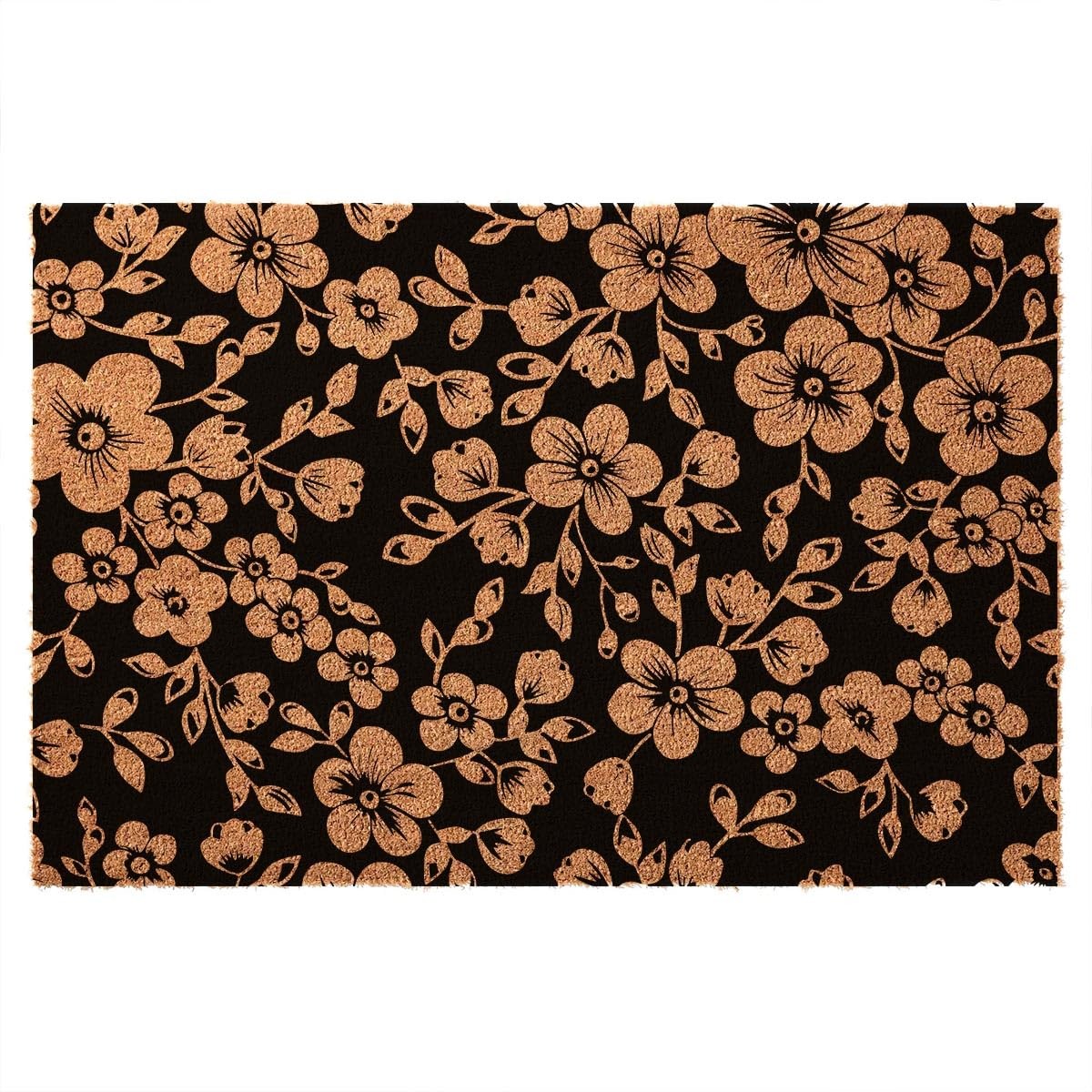 FUXKZJ Floral Pattern Coir Doormat, 23.7×15.7 Small, Garden