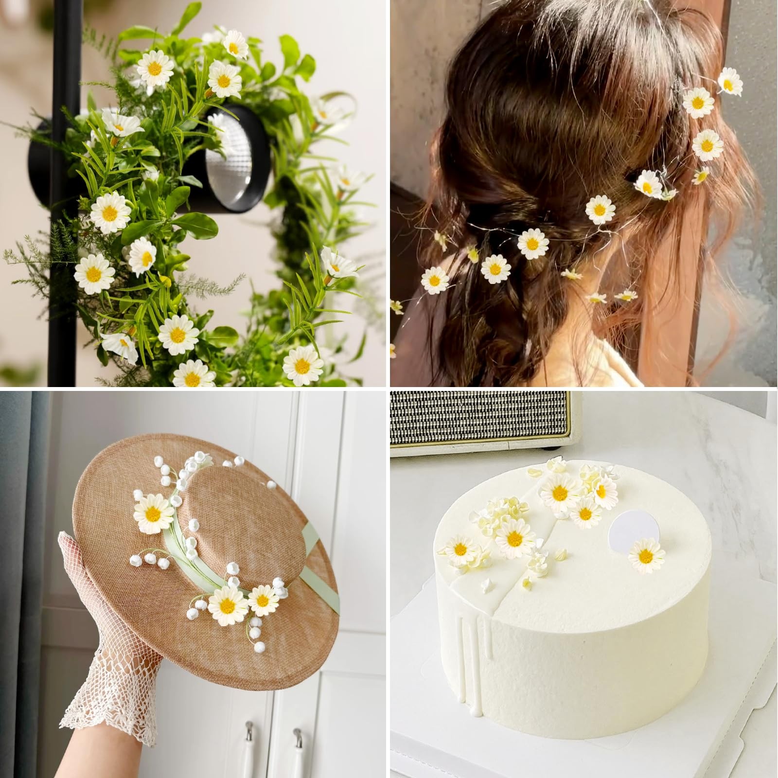 6 PCS 192 Blooms Artificial Daisy Flowers 27.5 Inch Tall Realistic White Faux