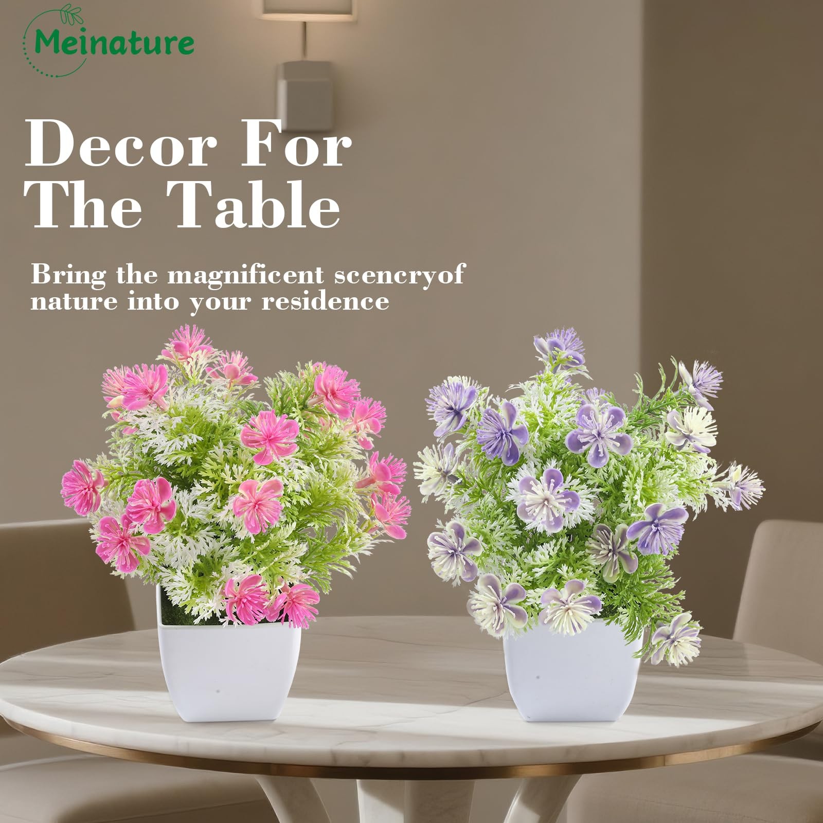 Mini Artificial Faux Plants Fake Plant with Flowers for Bathroom Office Home