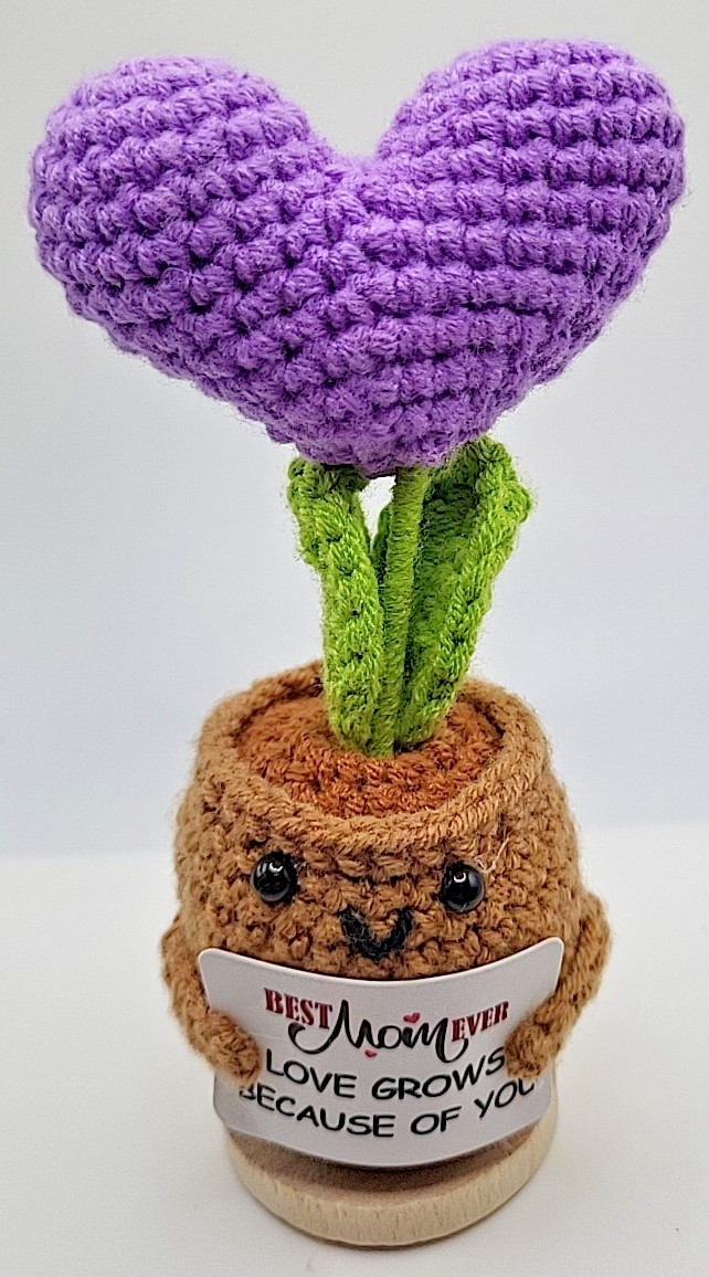 Gift For Mom Crochet Knit Planter Heart Positive Gift Mothers Day Best Mom Ever