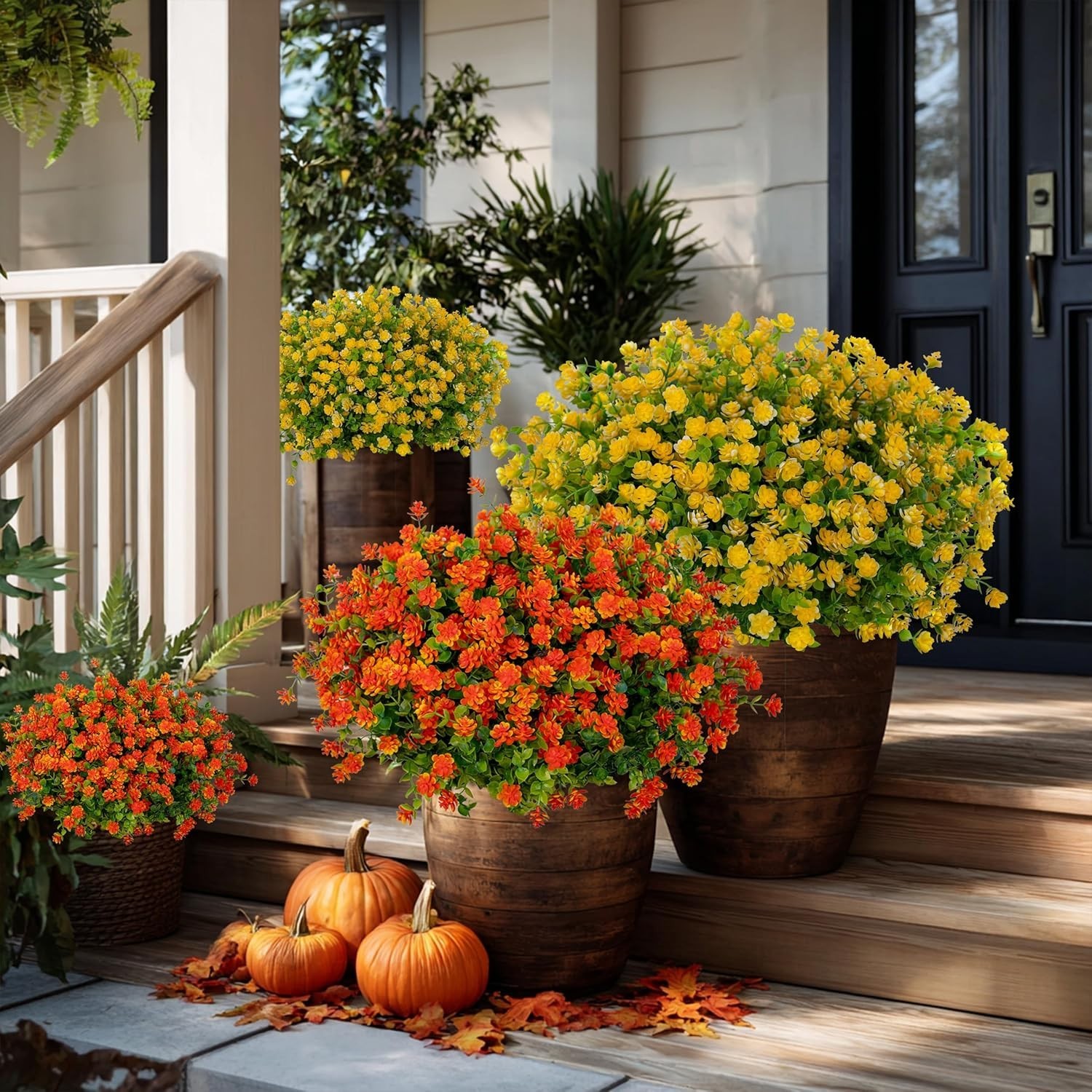 UV Resistant Faux Plastic Greenery – 12 Yellow Boxwood Bundles for Home Décor