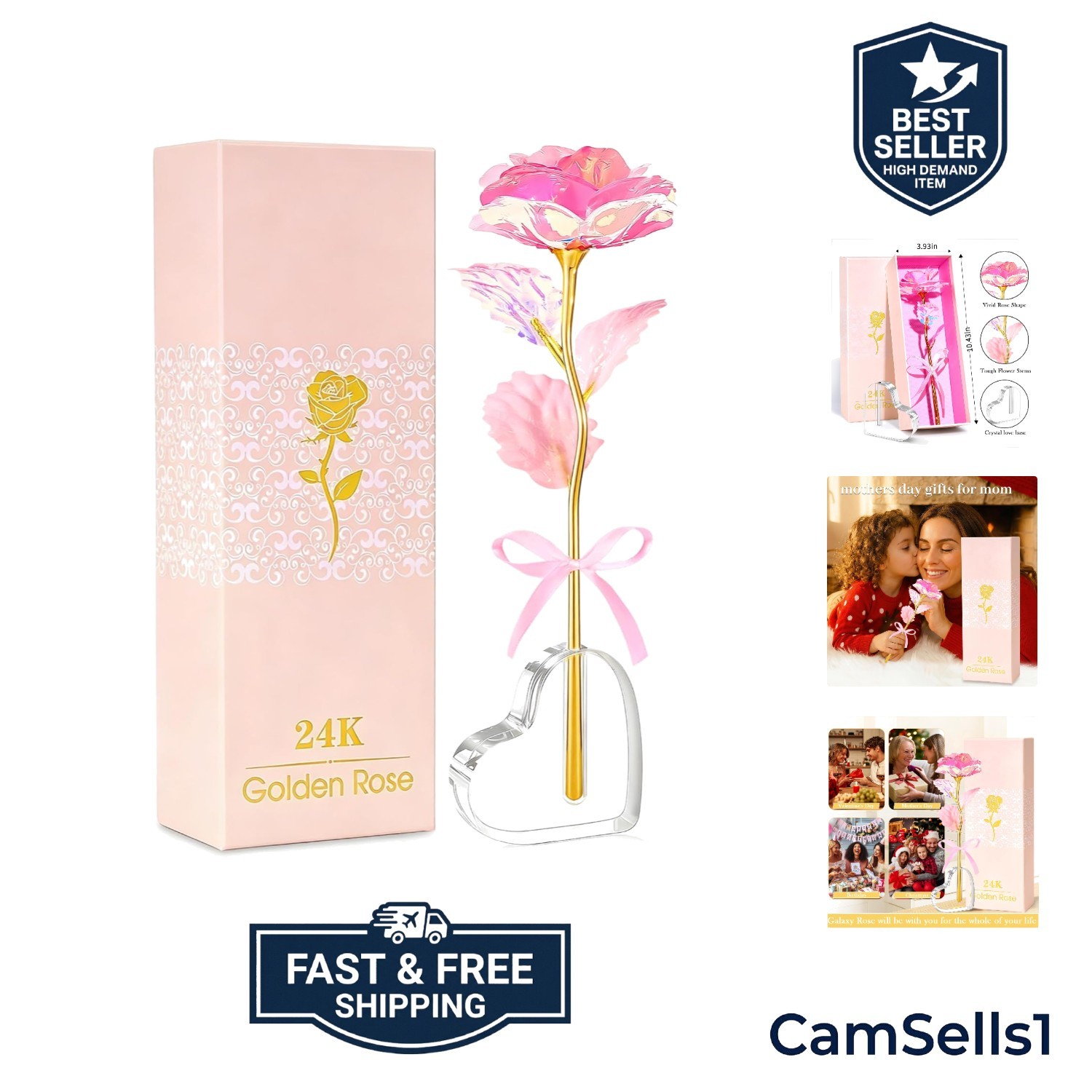 Luxurious Forever Rose in Heart Vase – Lasting Love for Mother’s Day and Beyond