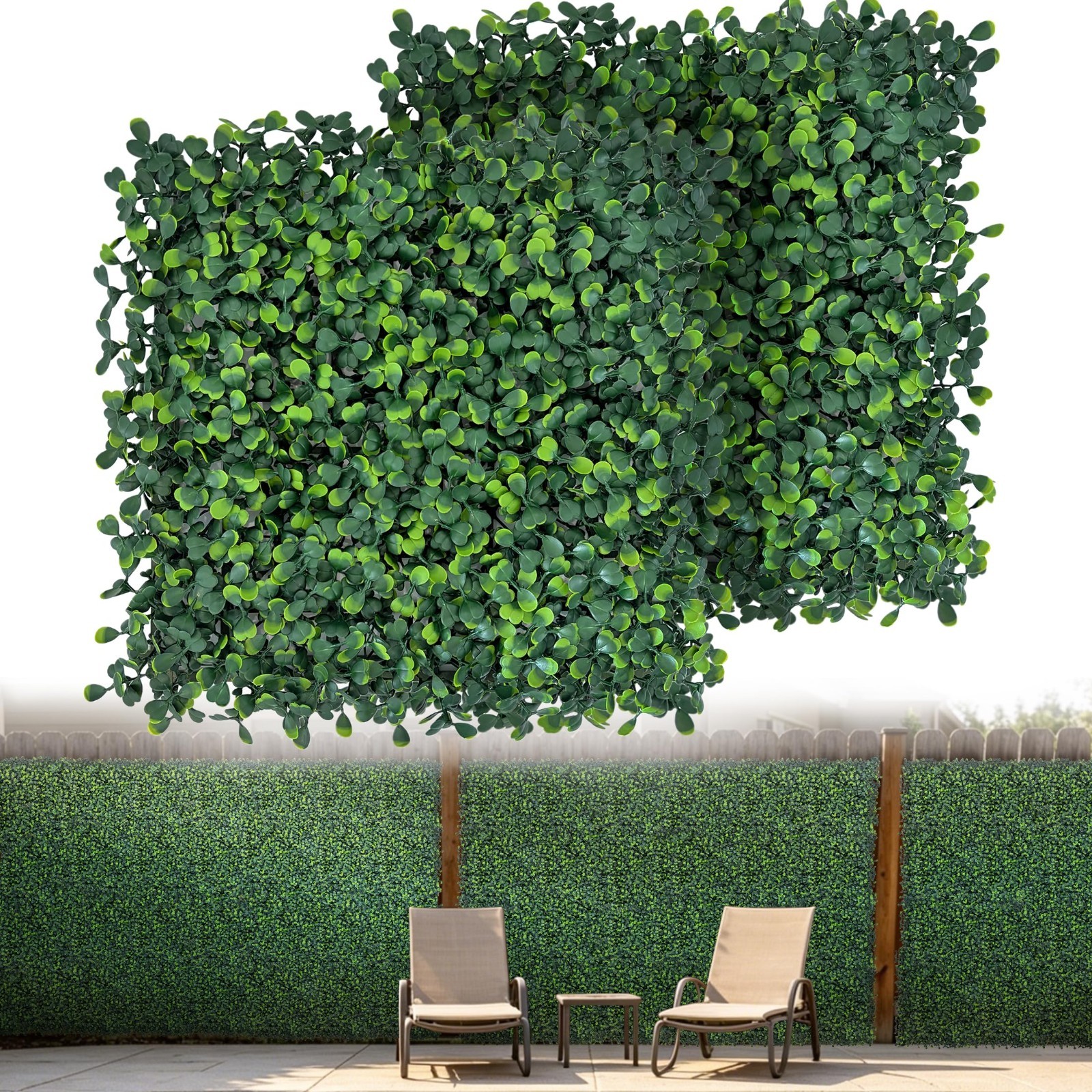 12 Pack 10″x10″ UV-Resistant Faux Boxwood Grass Wall Panels for Indoor/Outdoor D