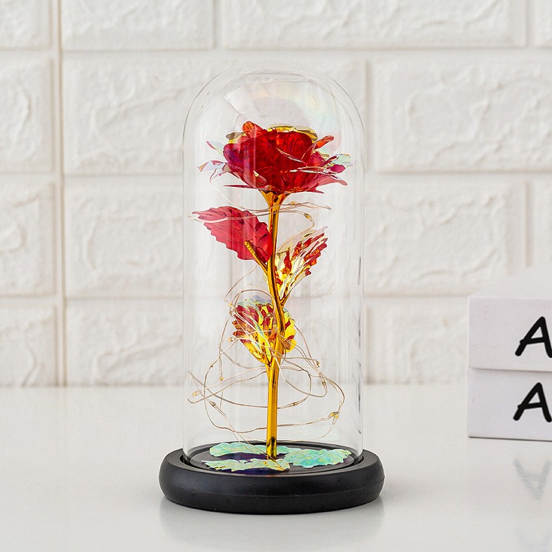 Eternal Forever Galaxy Rose Flower In Glass Dome LED Light Valentine’s Day Gift