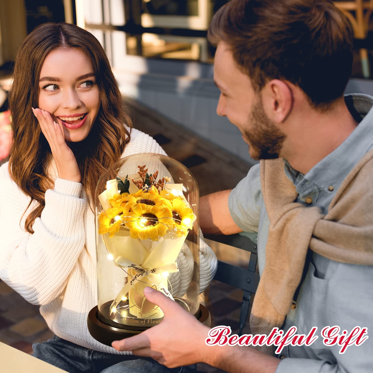 Valentines Day Gifts, Sunflower Gift for Mom-Preserved Artificial Rose Flower…