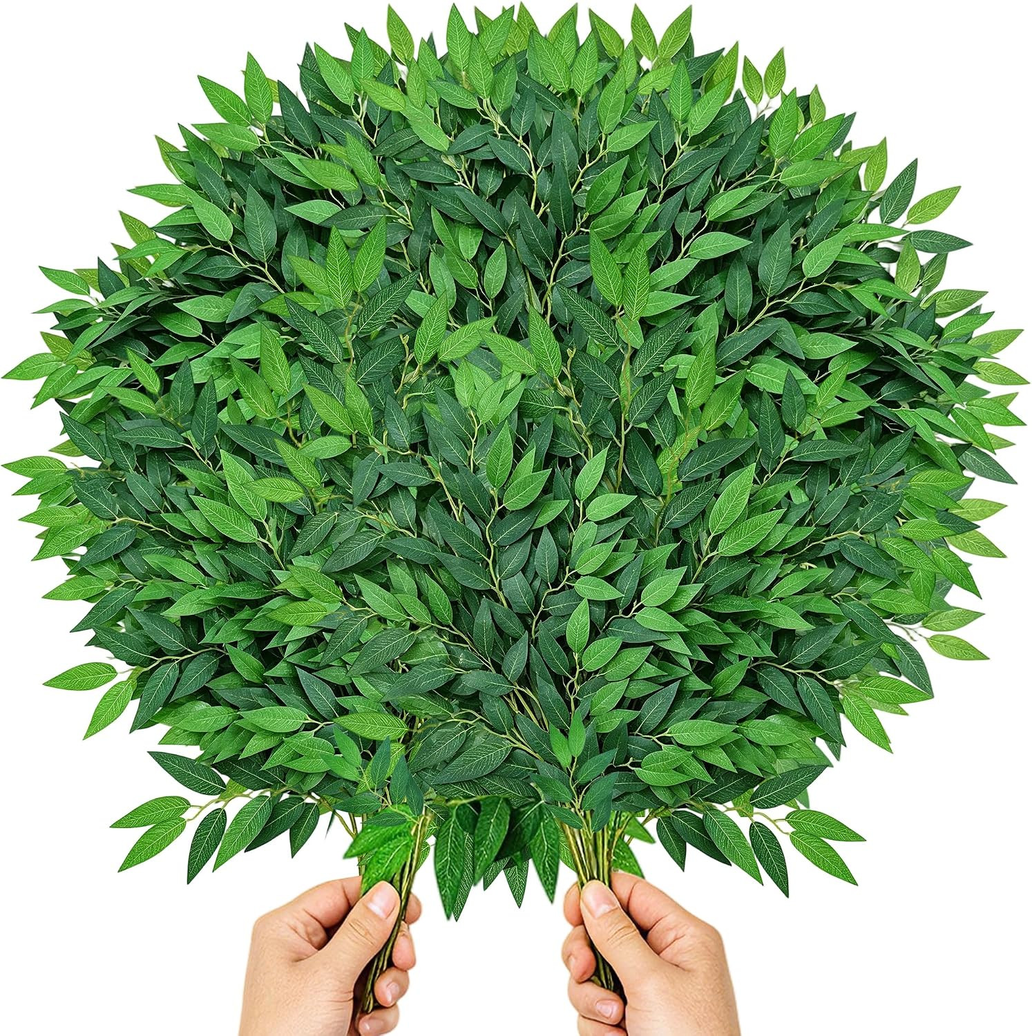 48Pcs Italian Ruscus Greenery Stems Bulk, Artificial Silk Green Leaves Garland,