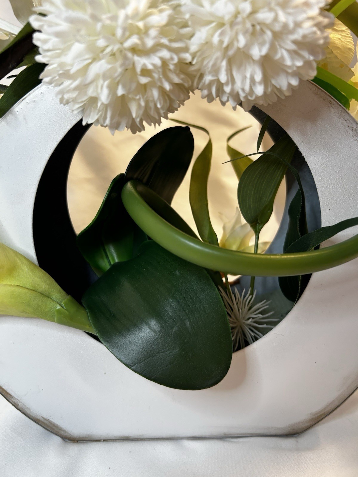 White Silk Floral Arrangement, Centerpiece contemporary Asian Zen Orchids, Lilly