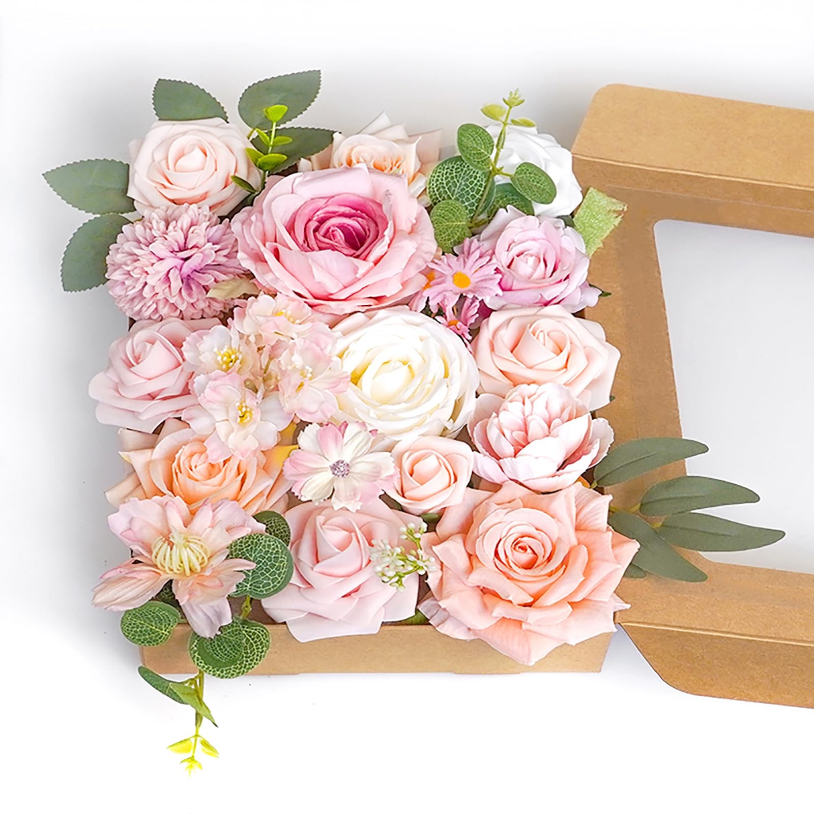 Pink, Blush Artificial Flowers Combo, Fake Roses, DIY Wedding Bouquets, Decor