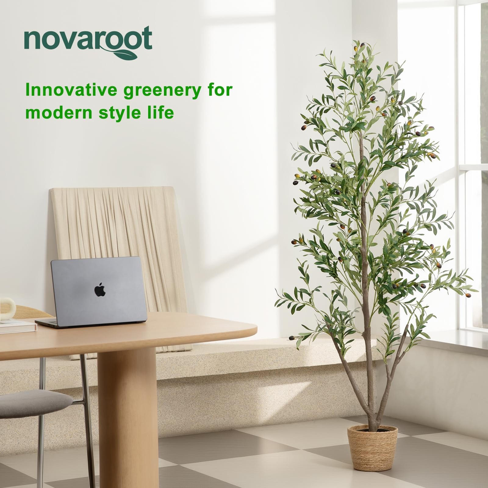 Olive Trees Artificial Indoor, 5FT Tall Faux Olive Tree with Lights Moss and …