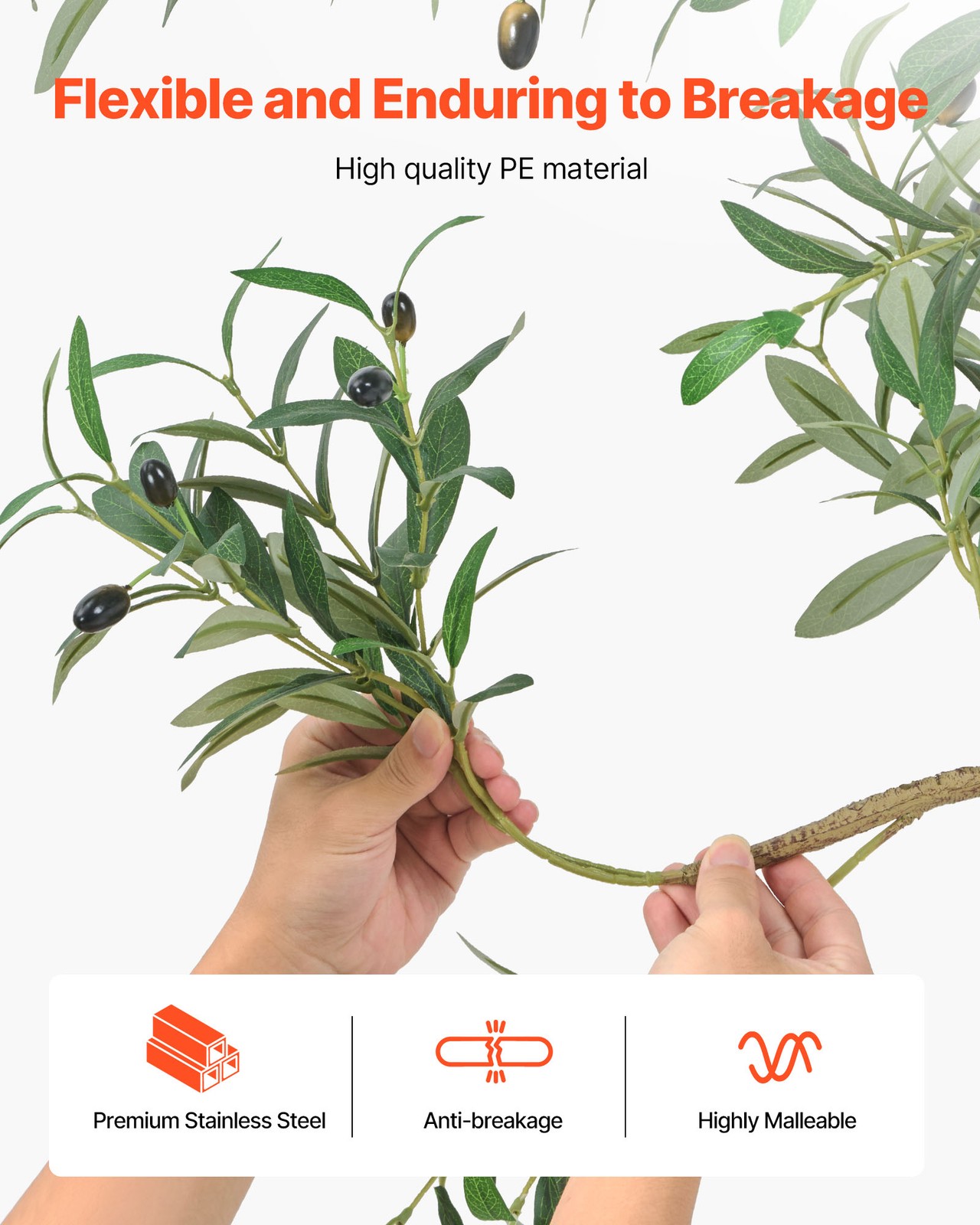 VEVOR 5FT Artificial Olive Tree Tall Fake Plant with Black Pot for Home Office