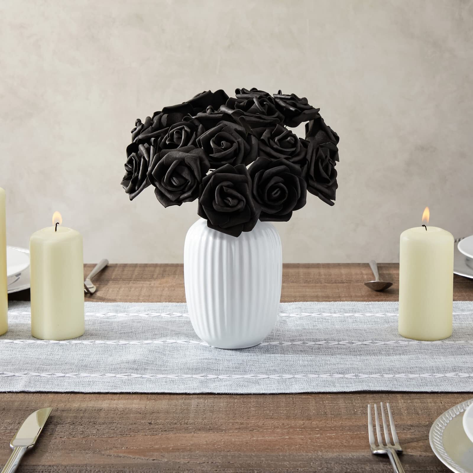 100 Pack Black Artificial Roses 3″ Foam Flowers Halloween DIY Craft Bouquet