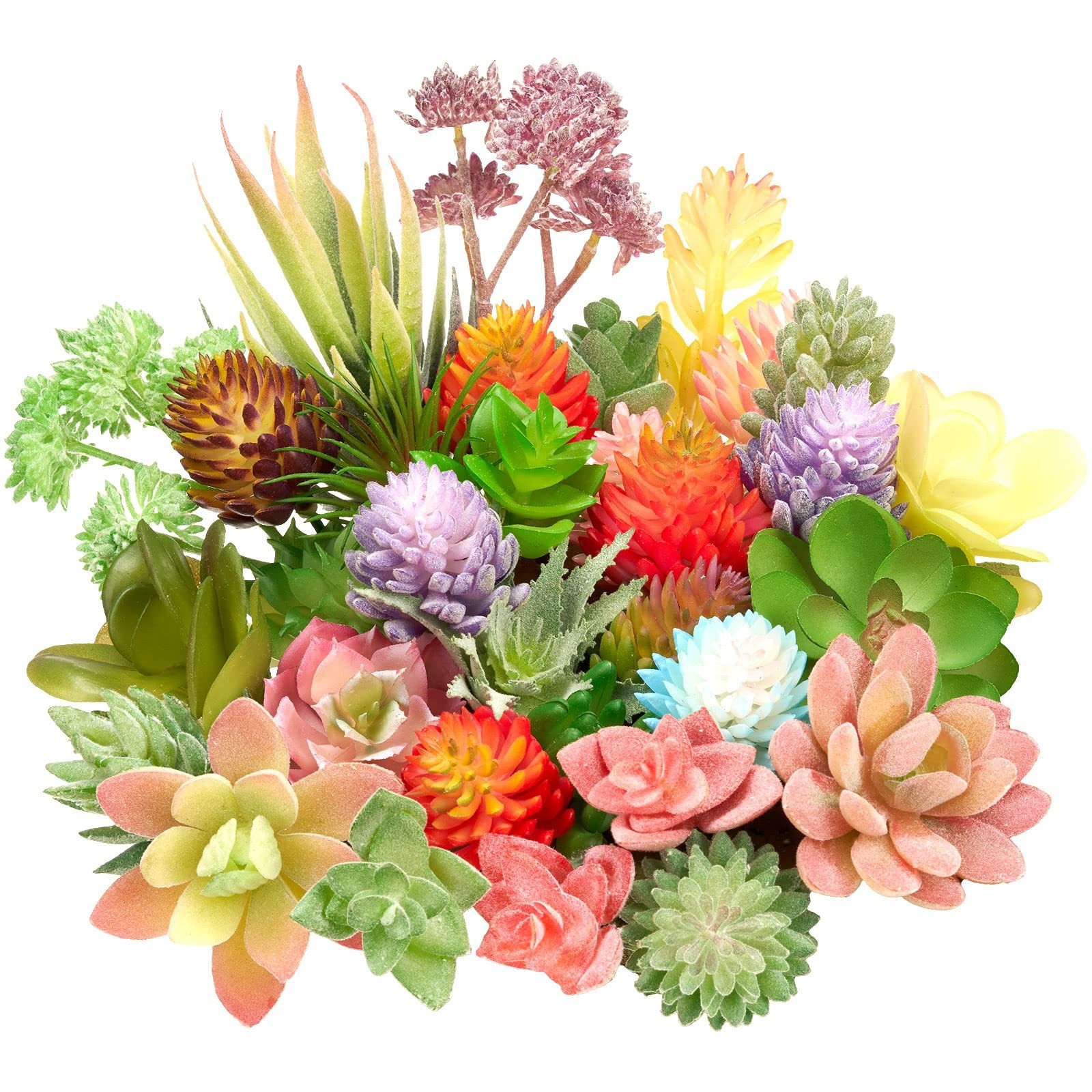 32 Pcs Mini Fake Succulents – Colorful Faux Plants for DIY Decor, Home Centerpie