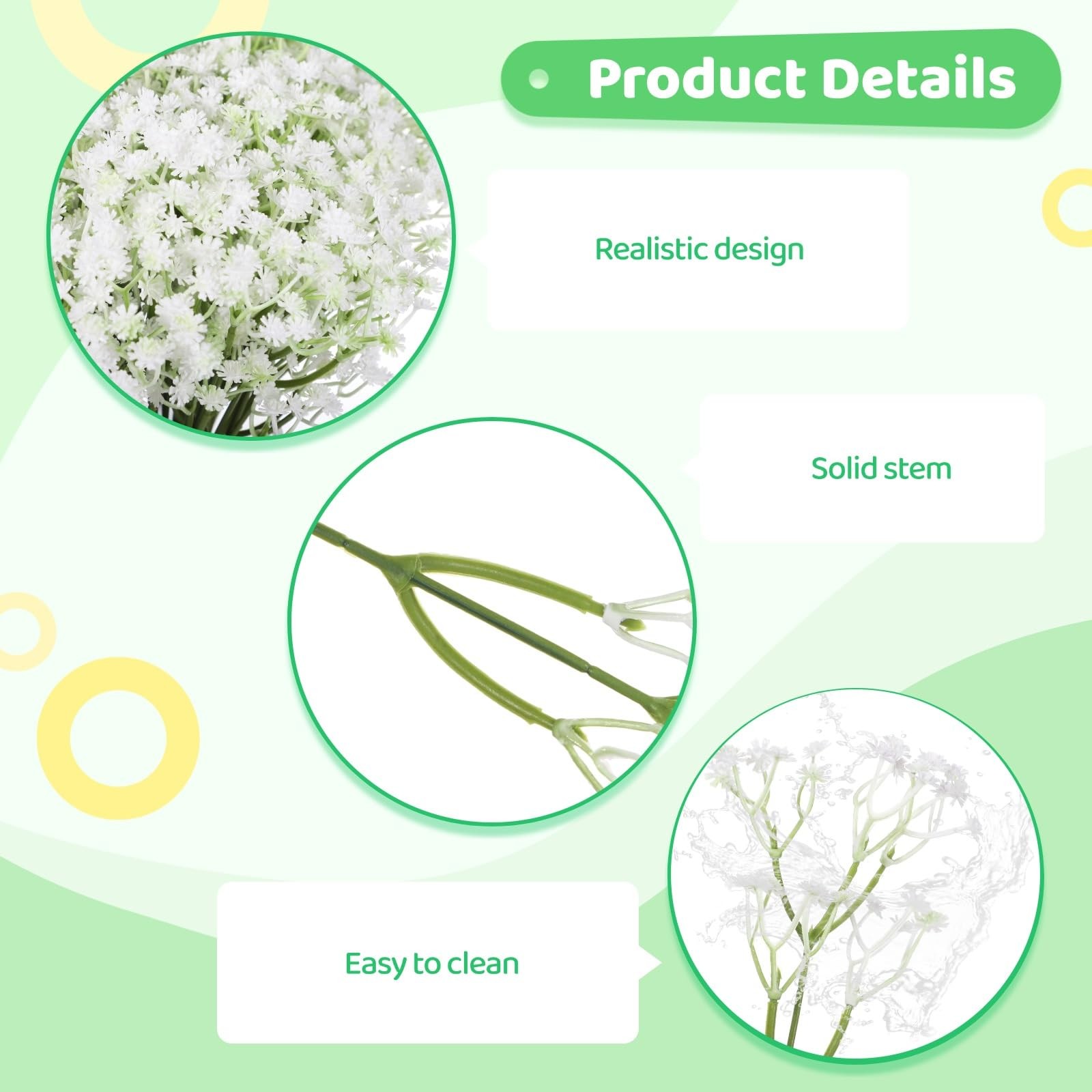 150 PCS Babys Breath Artificial Flowers, 11.4inch White Starry Flower for Wed…