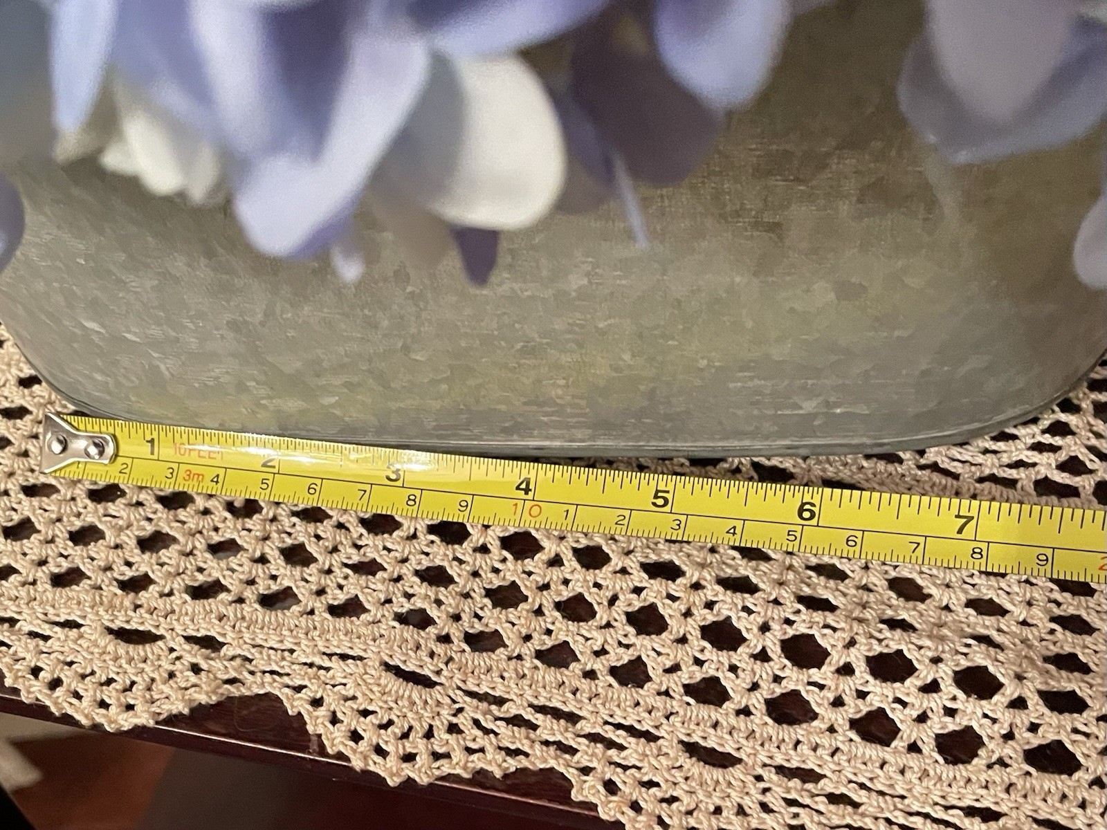 Blue Hydrangeas Silk Floral Table Arrangement In Metal Planter 12” Wide