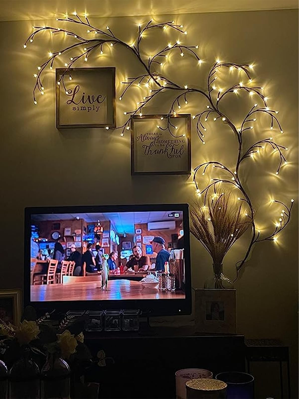 Lighted Willow Vine Remote Control 7.5Ft 144LEDs Plug in Wall Decor Bedroom