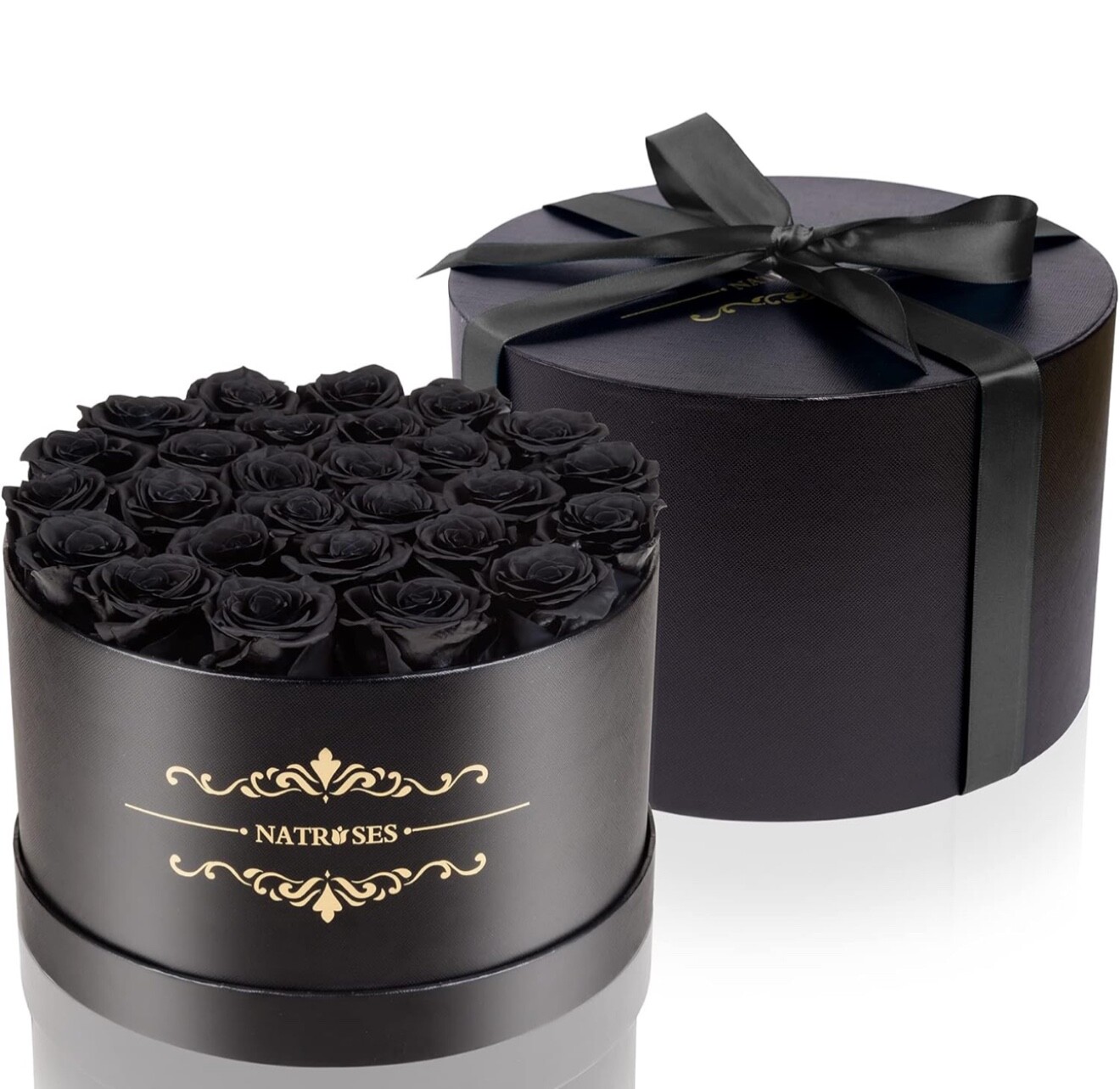 NATROSES Forever Preserved Roses in a Box, 100% Real 27 Black