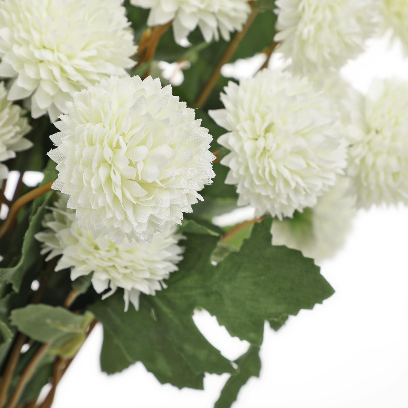 12pcs Artificial Kiku Mums Flowers, Fall White Faux Chrysanthemums