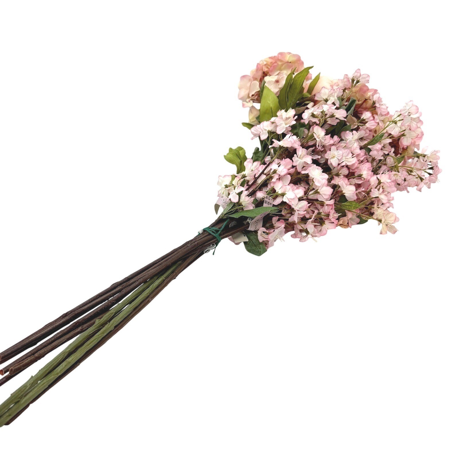 Pink Mixed Artificial Flower Bouquet Silk Cherry Blossom Hydrangea Peony 22in